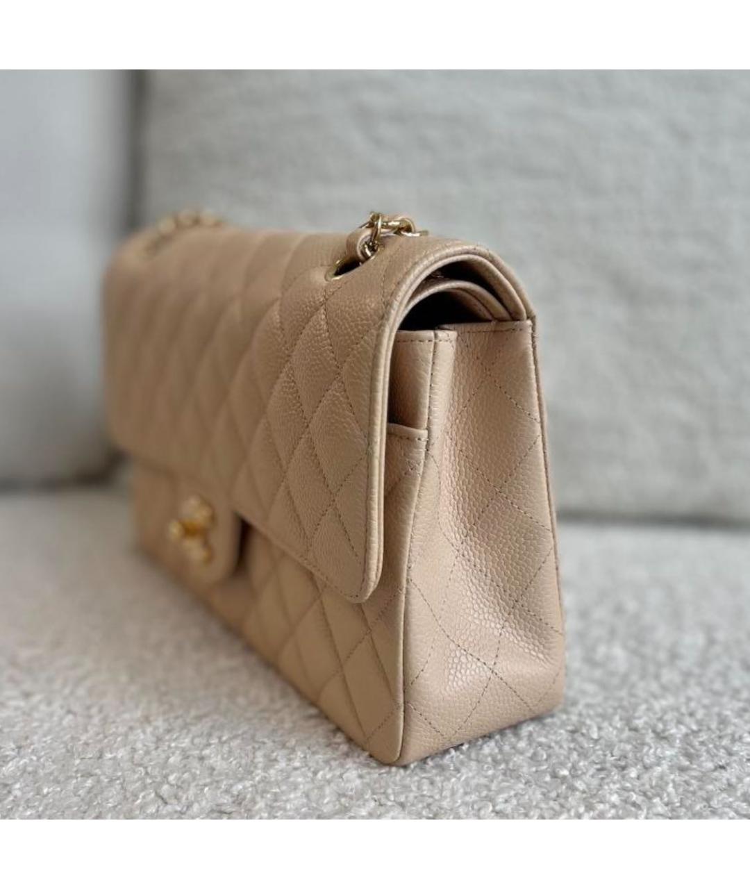CHANEL Бежевая кожаная сумка через плечо, фото 5