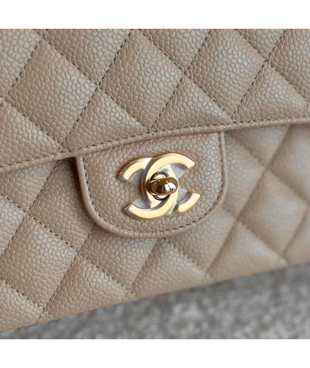 CHANEL Бежевая кожаная сумка через плечо, фото 8