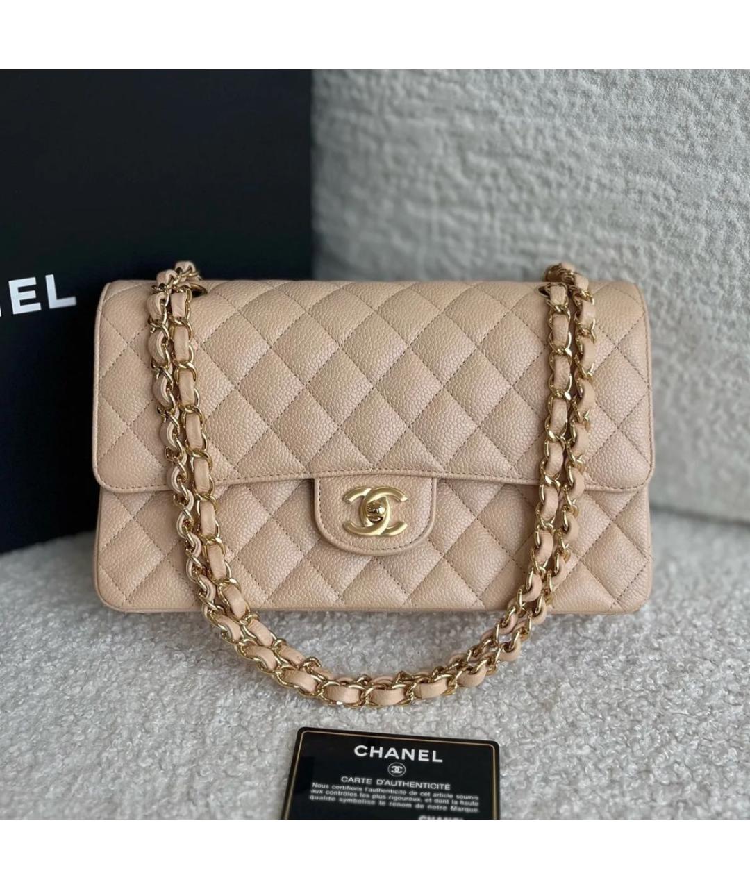 CHANEL Бежевая кожаная сумка через плечо, фото 2