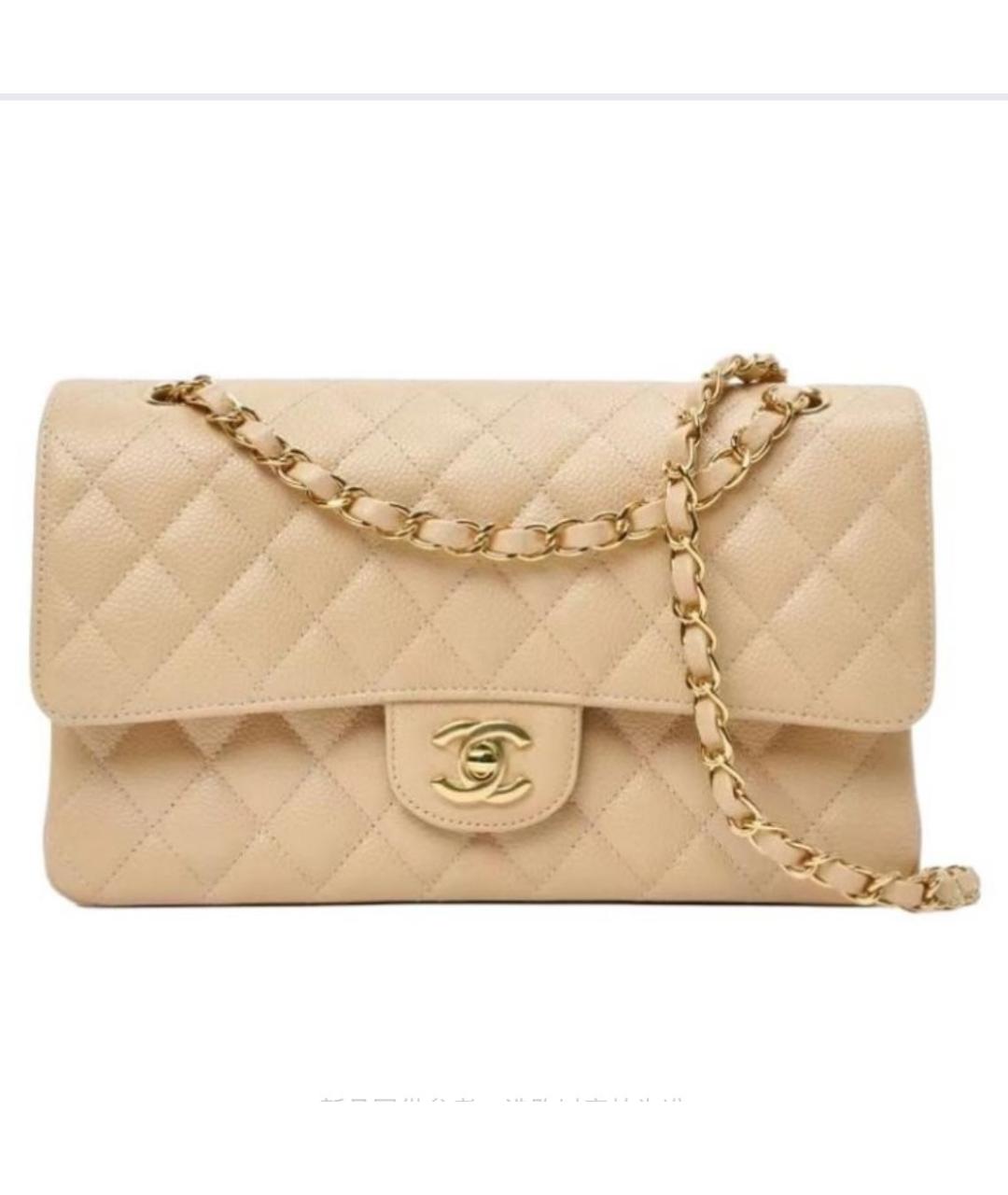 CHANEL Бежевая кожаная сумка через плечо, фото 9