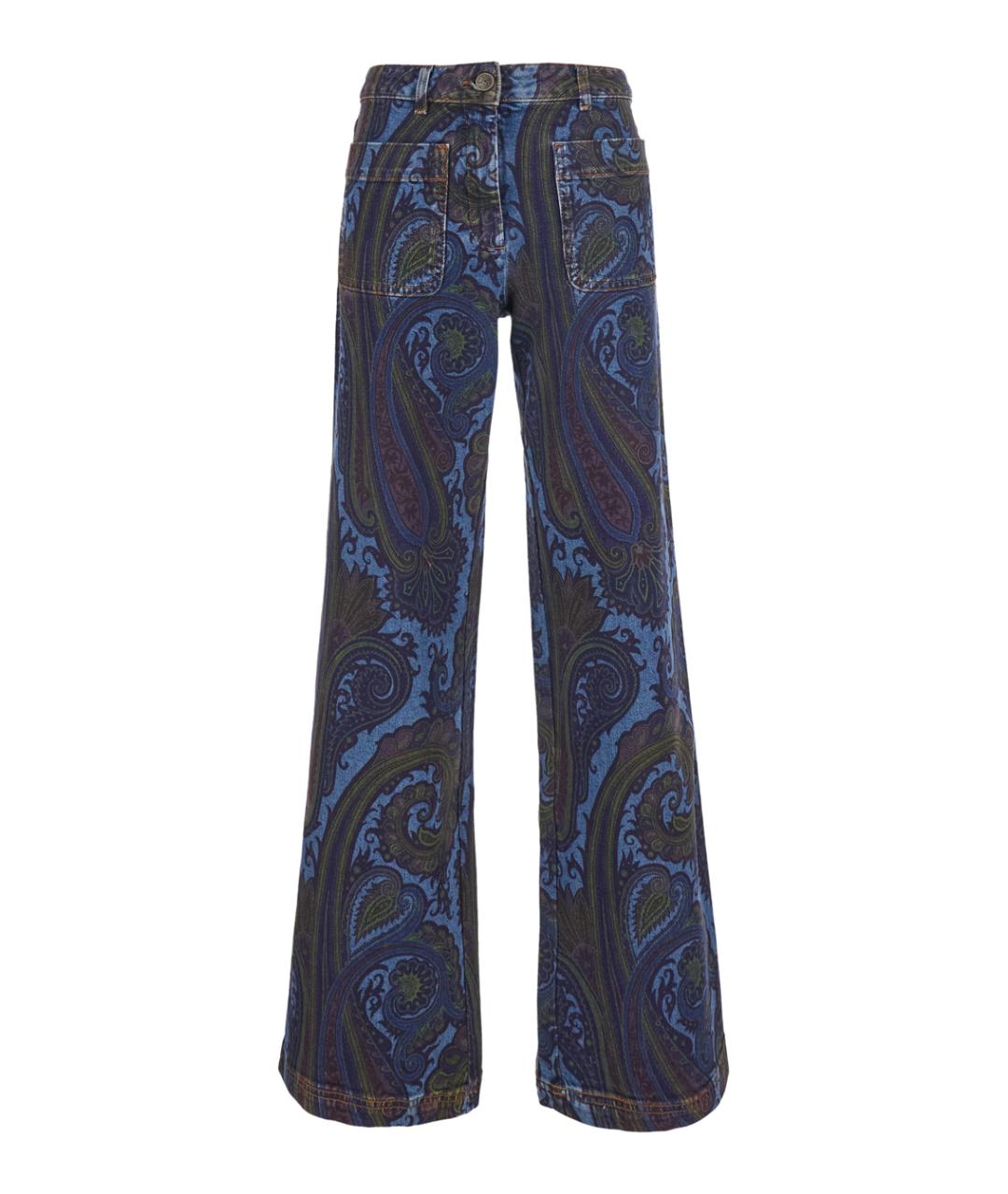 ETRO Синие хлопко-кашемировые прямые джинсы, фото 1
