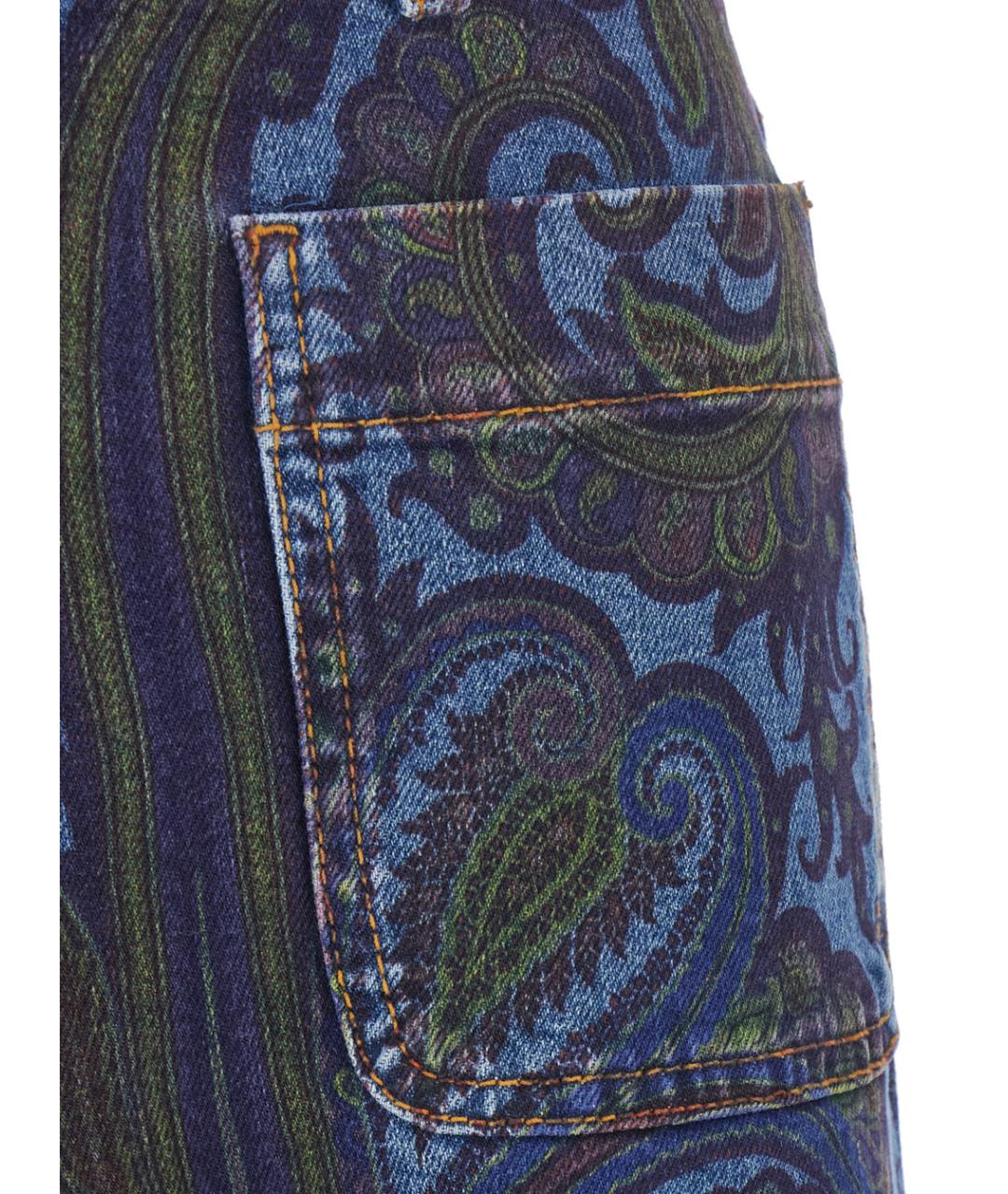 ETRO Синие хлопко-кашемировые прямые джинсы, фото 3