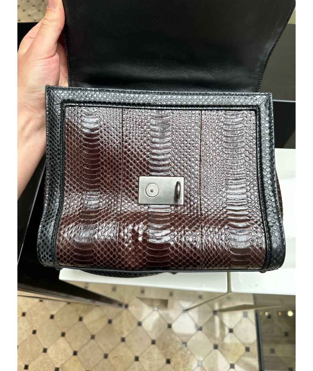 DOLCE&GABBANA Черная сумка через плечо из кожи питона, фото 7