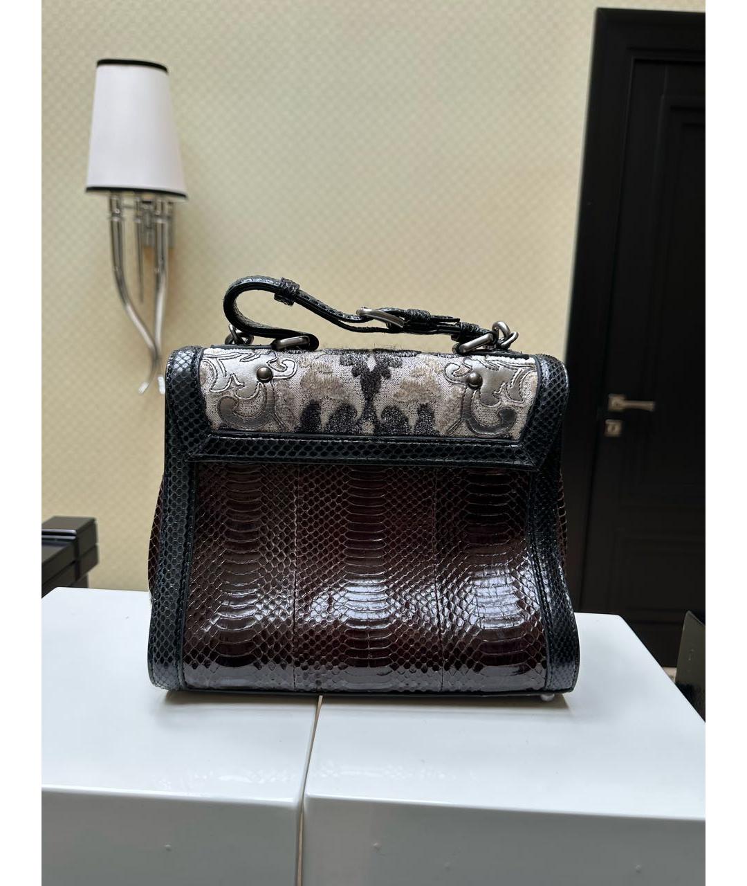 DOLCE&GABBANA Черная сумка через плечо из кожи питона, фото 3