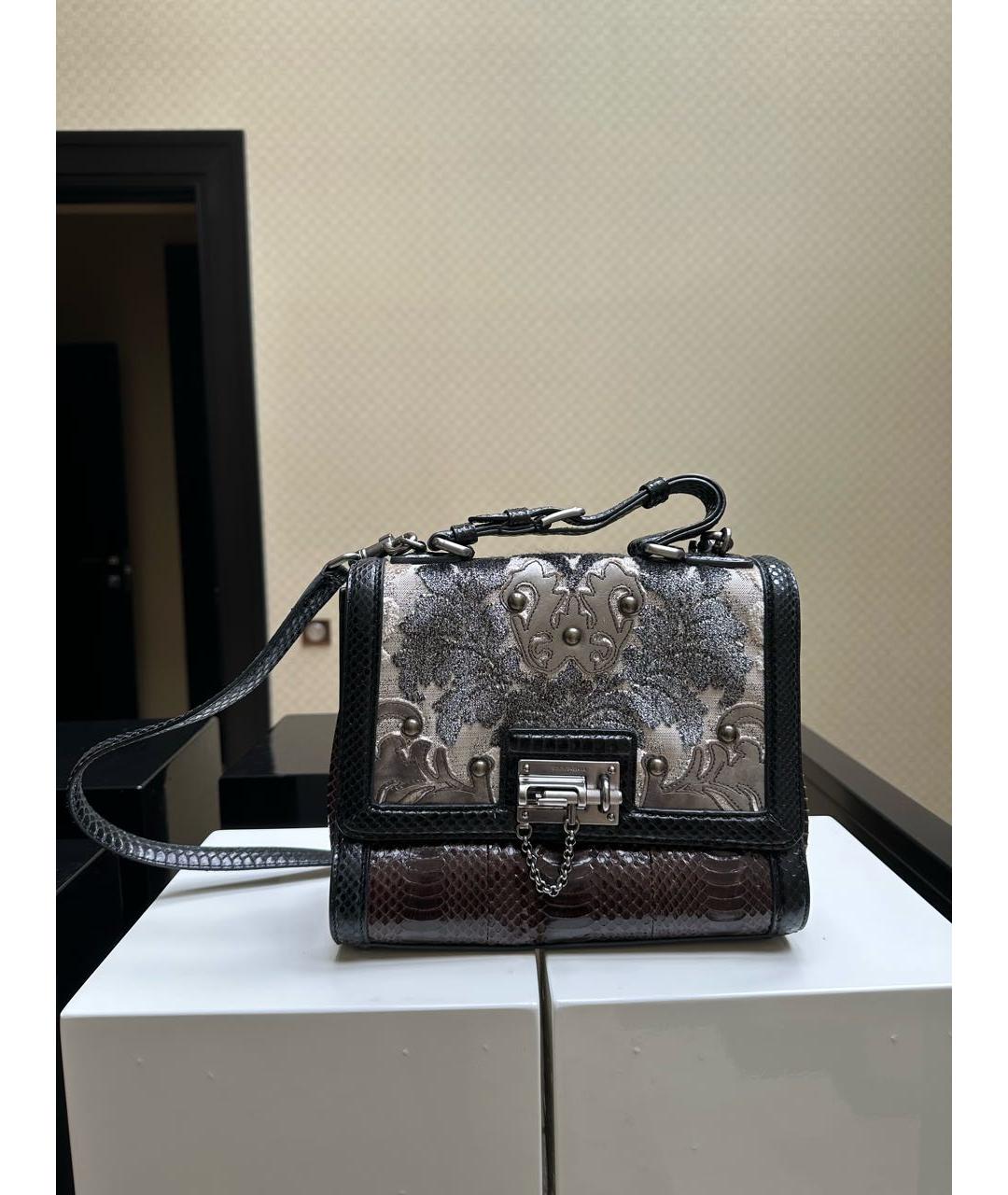 DOLCE&GABBANA Черная сумка через плечо из кожи питона, фото 9