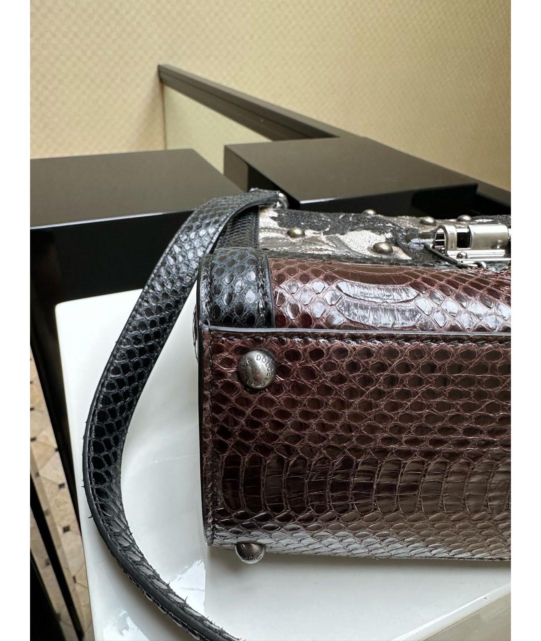 DOLCE&GABBANA Черная сумка через плечо из кожи питона, фото 5