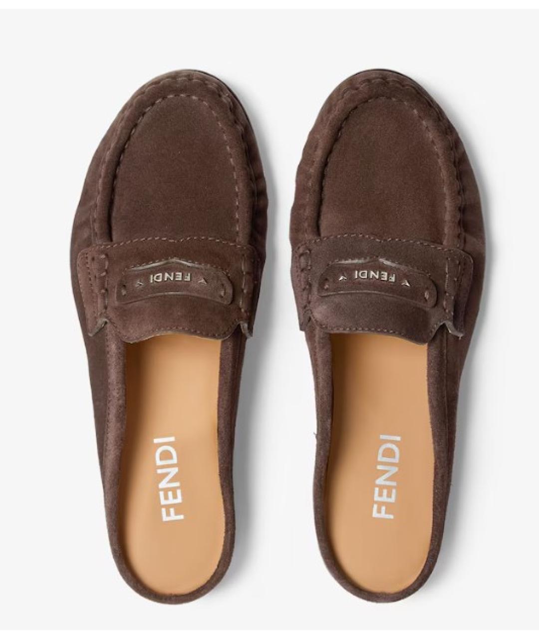 FENDI Коричневые кожаные мюли, фото 4
