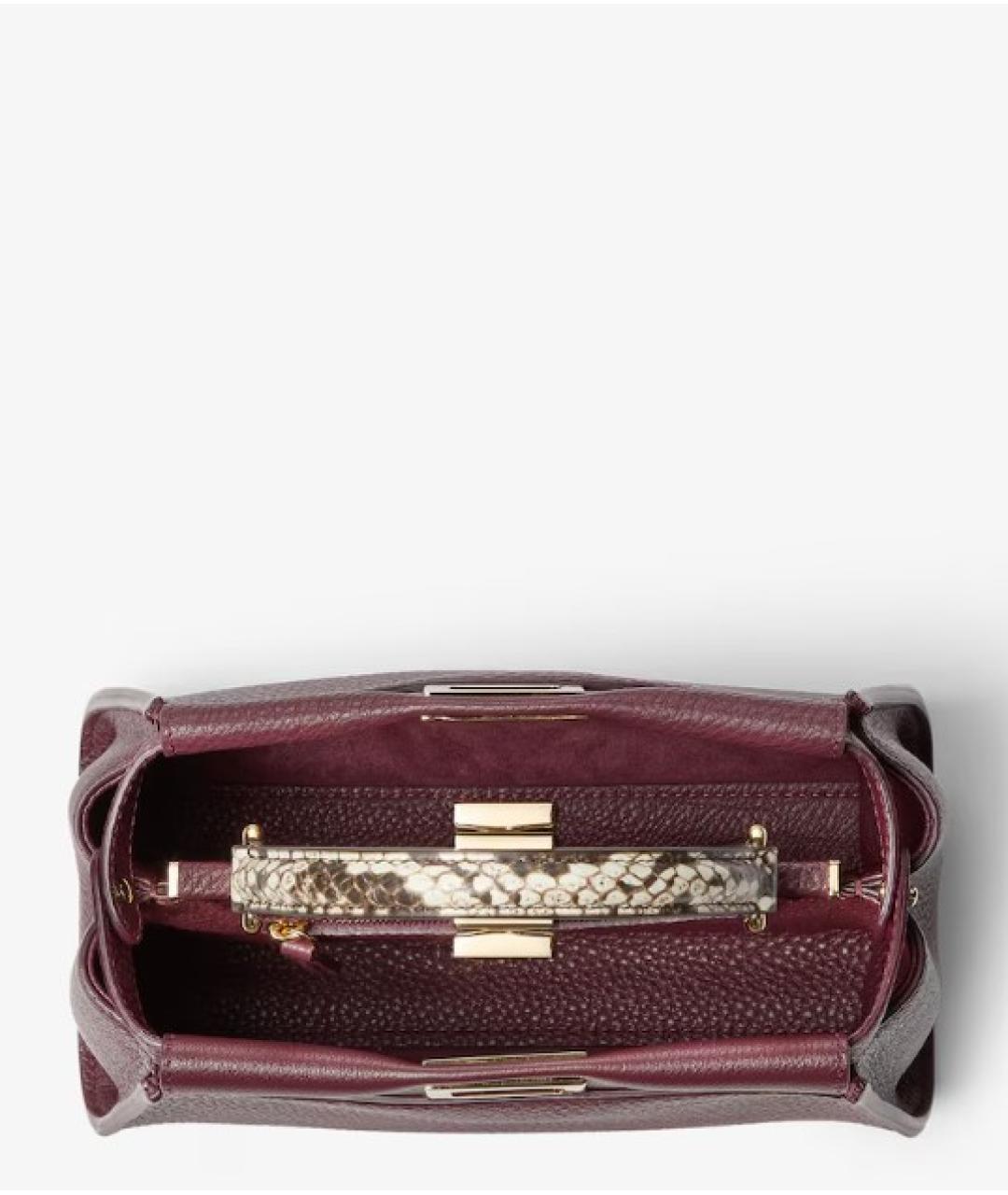 FENDI Бордовая кожаная сумка тоут, фото 4