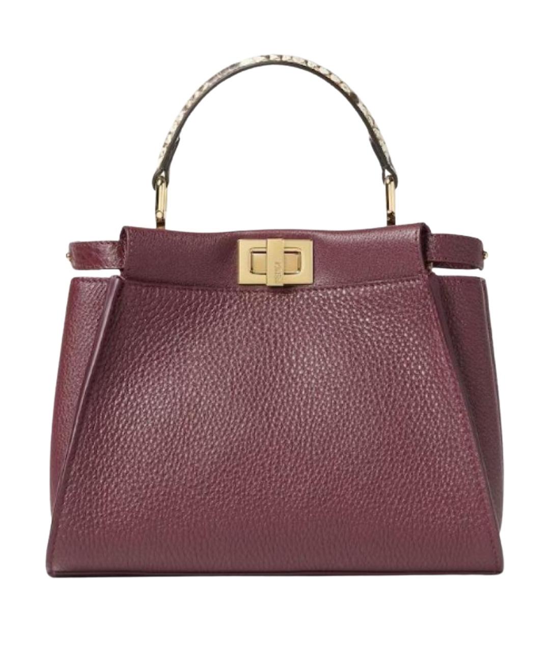 FENDI Бордовая кожаная сумка тоут, фото 1