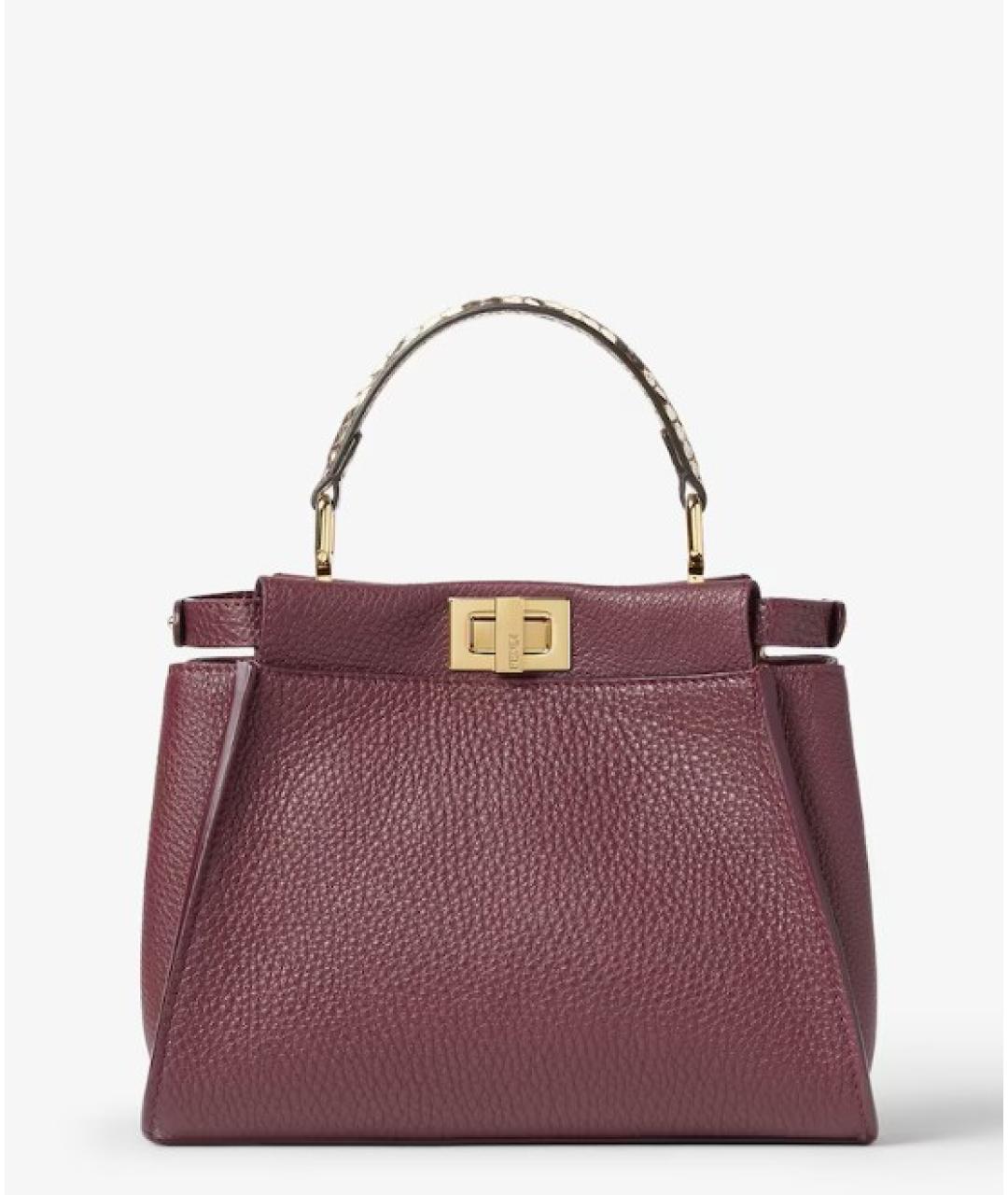 FENDI Бордовая кожаная сумка тоут, фото 3