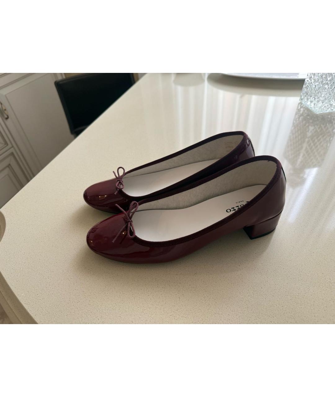 REPETTO Бордовые балетки из лакированной кожи, фото 3