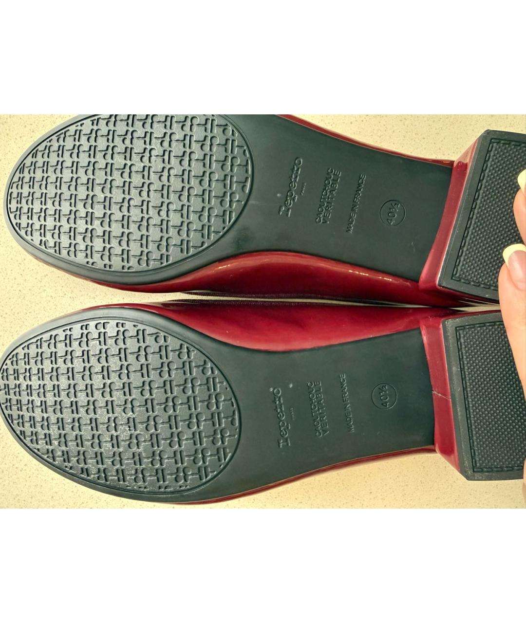 REPETTO Бордовые балетки из лакированной кожи, фото 5