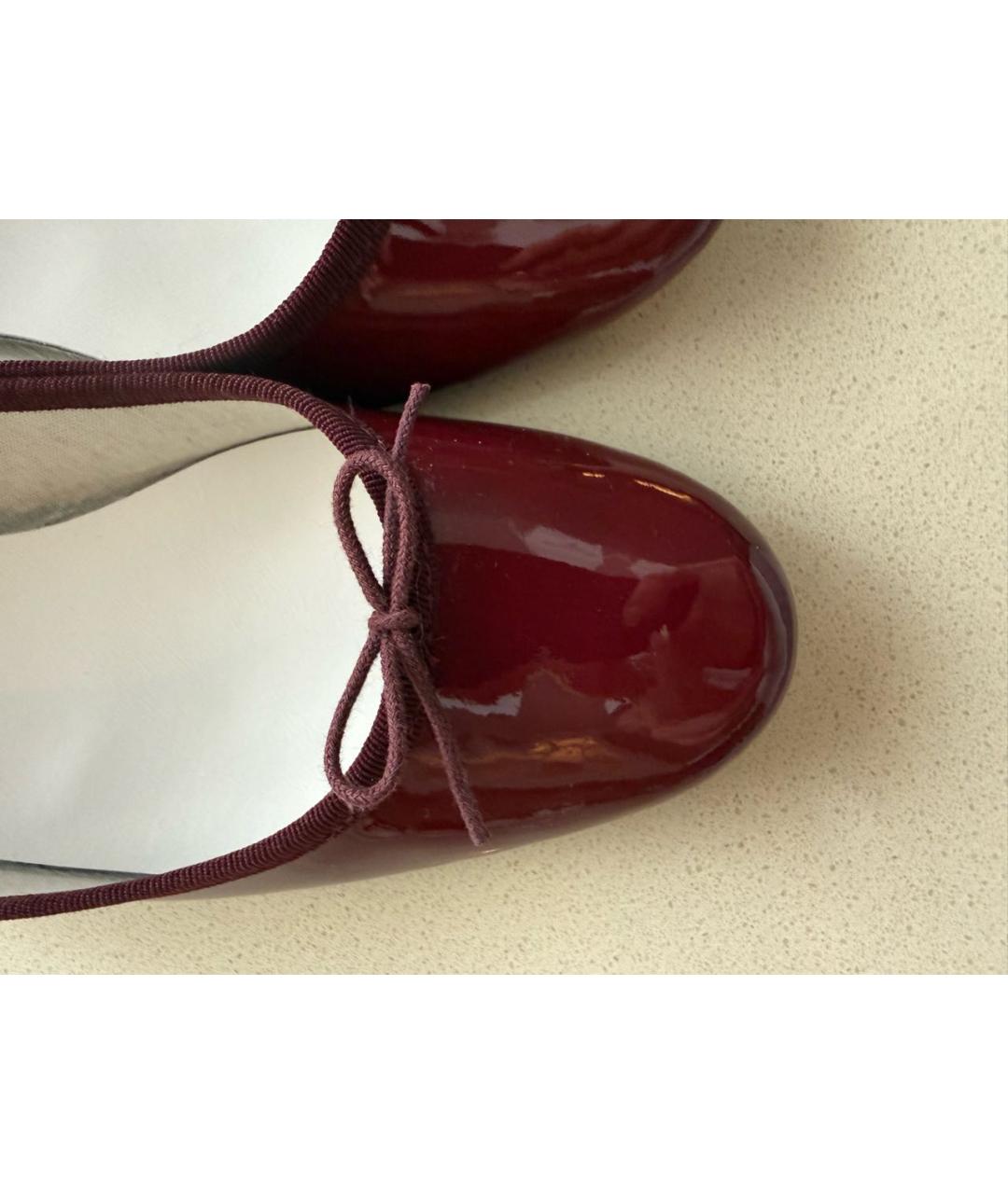 REPETTO Бордовые балетки из лакированной кожи, фото 6