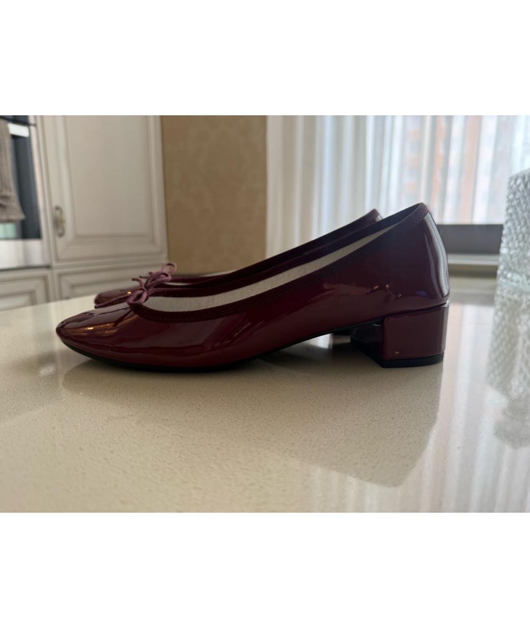 REPETTO Бордовые балетки из лакированной кожи, фото 7