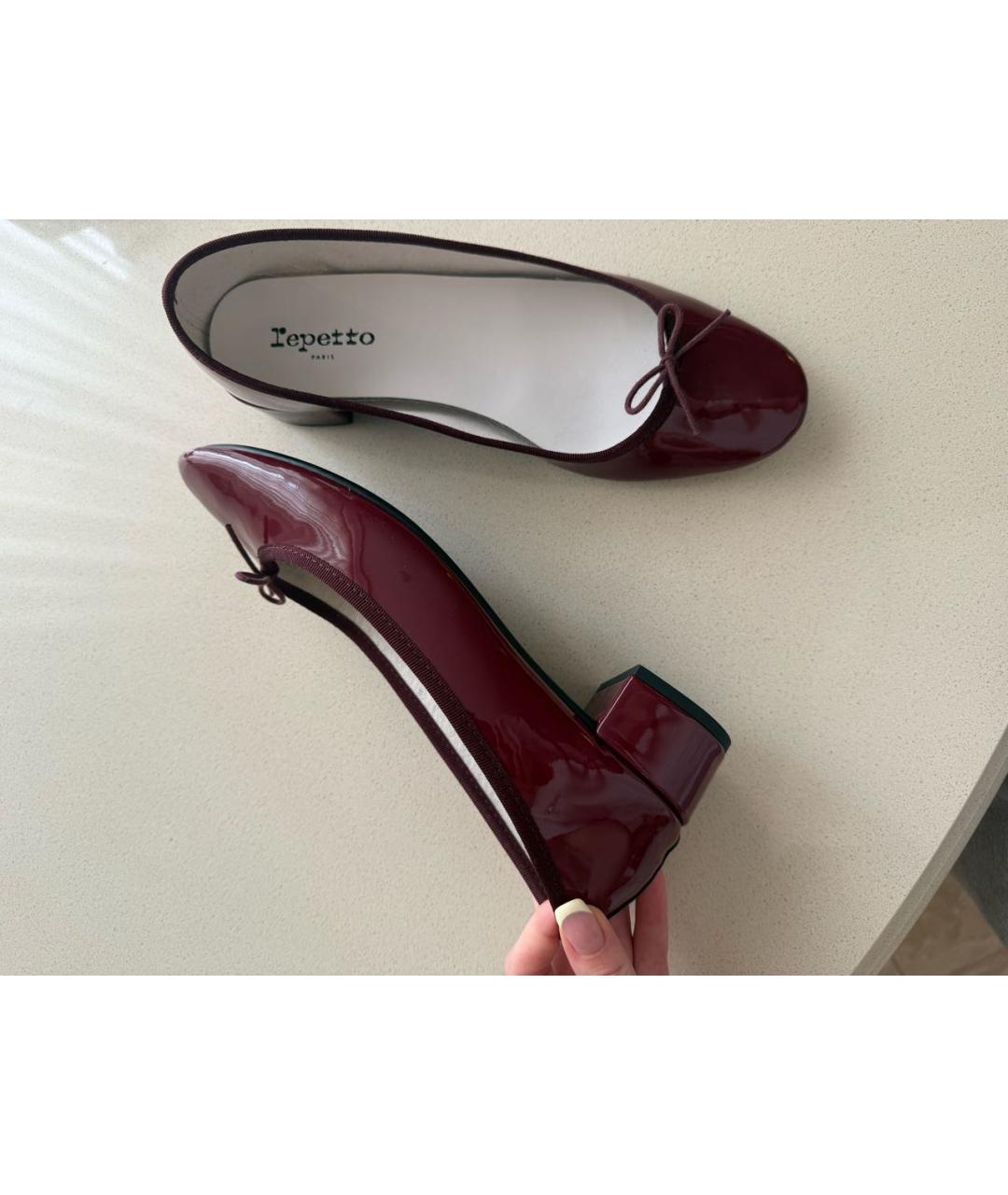 REPETTO Бордовые балетки из лакированной кожи, фото 4