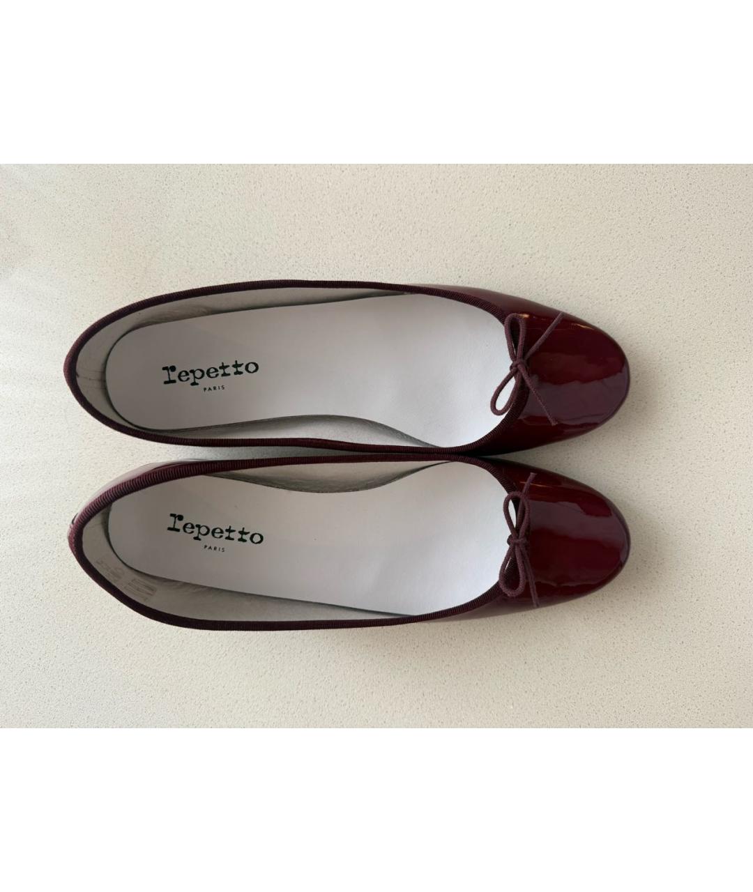 REPETTO Бордовые балетки из лакированной кожи, фото 2