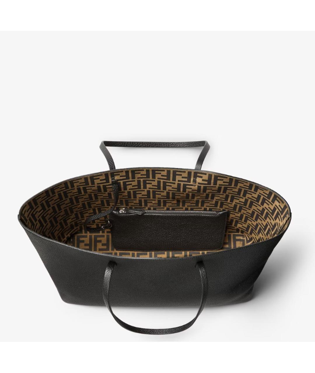 FENDI Черная кожаная сумка тоут, фото 4