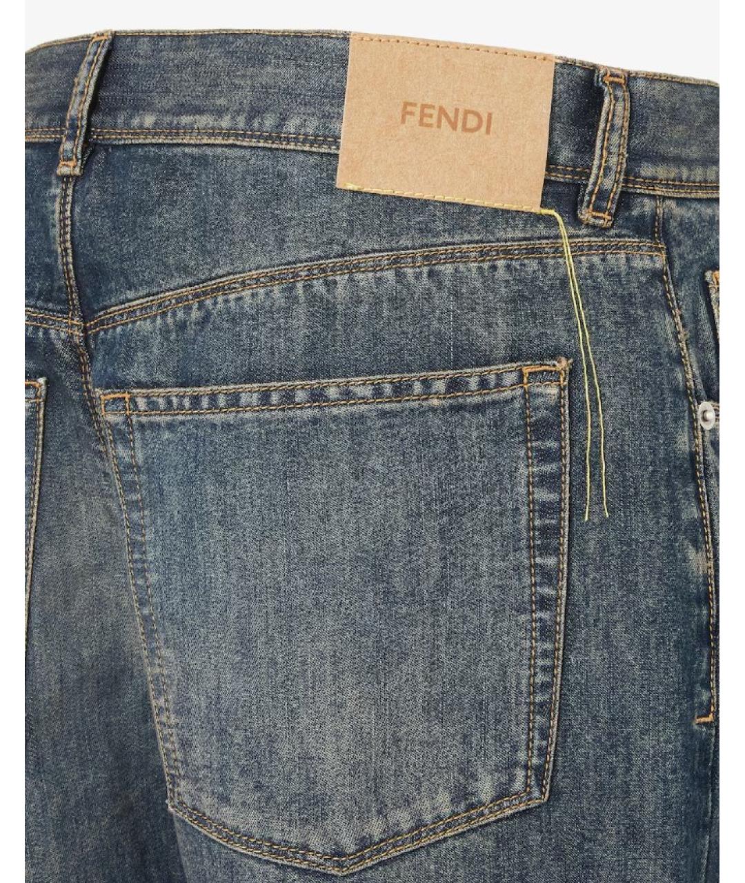 FENDI Синие хлопковые прямые джинсы, фото 3