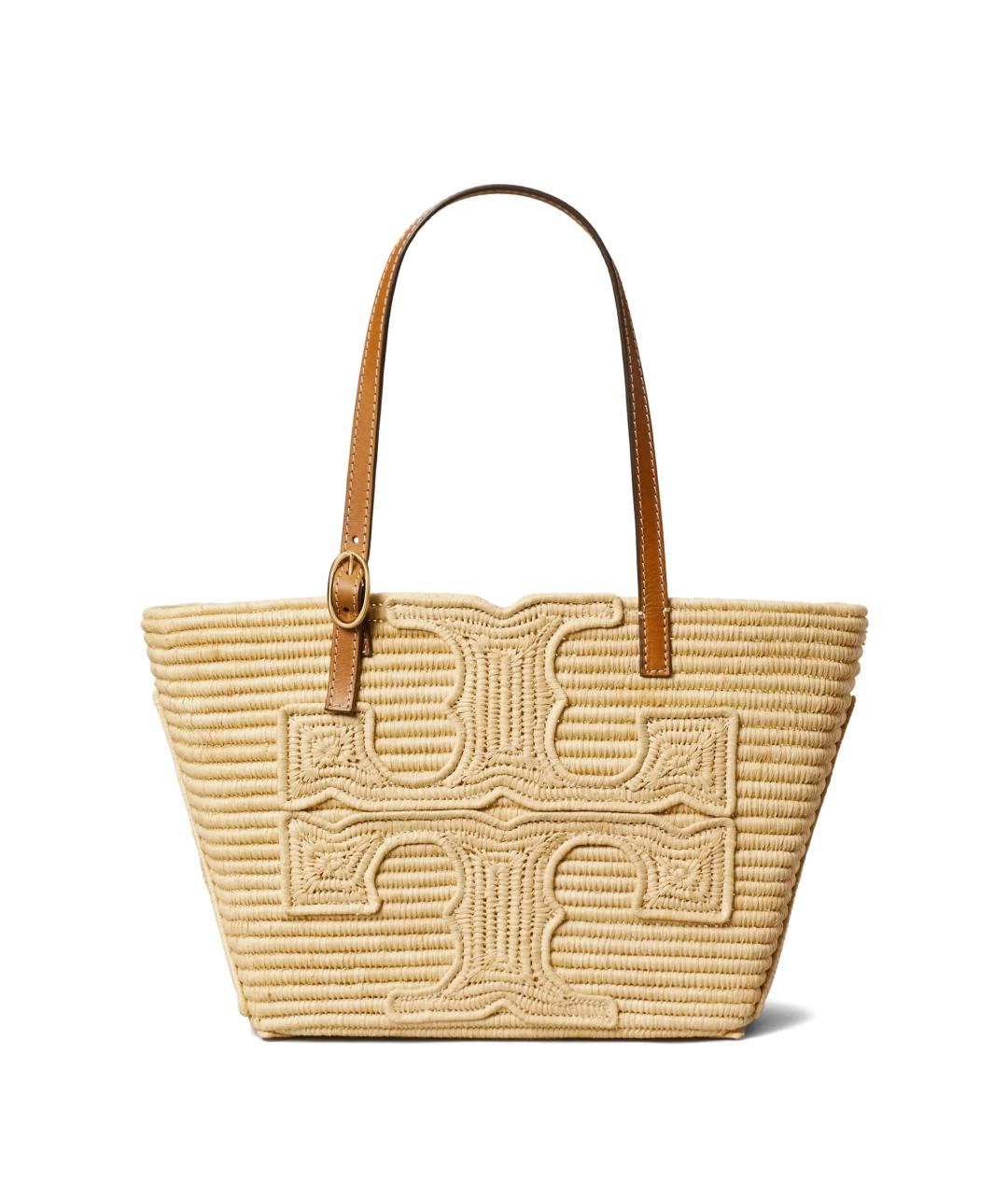 TORY BURCH Бежевая рафиевая сумка тоут, фото 1