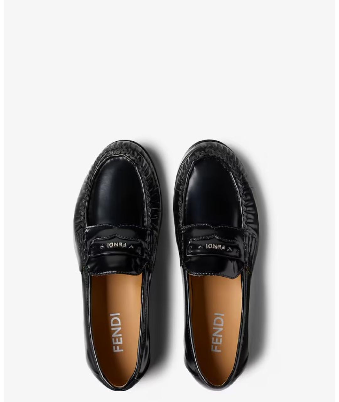 FENDI Черные кожаные лоферы, фото 4