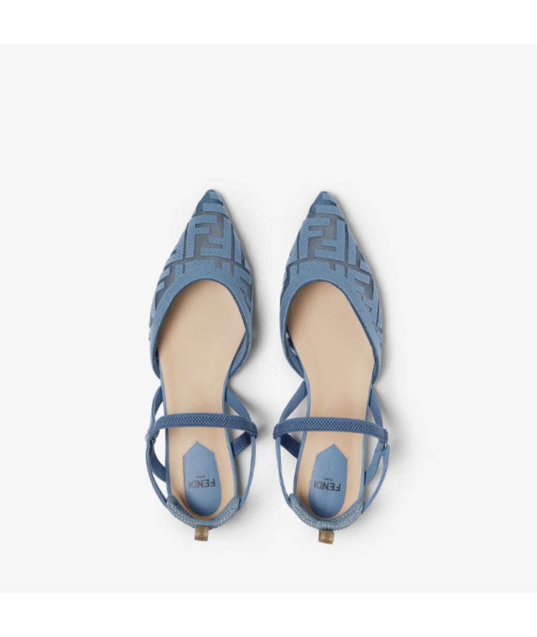 FENDI Голубые текстильные балетки, фото 3
