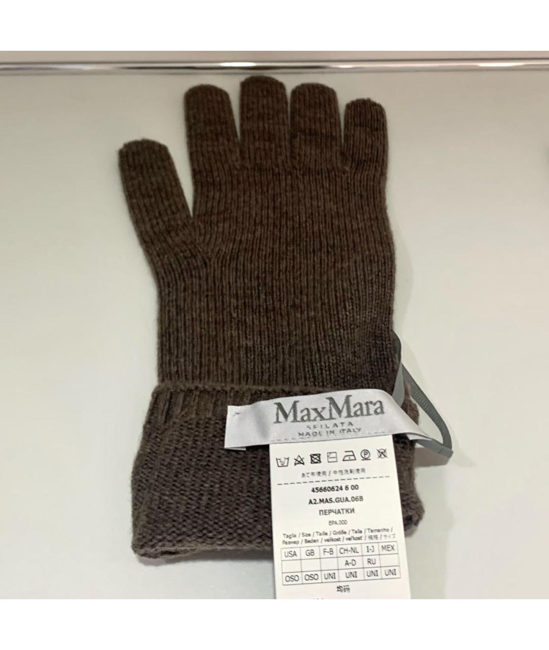 MAX MARA Коричневые кашемировые перчатки, фото 4