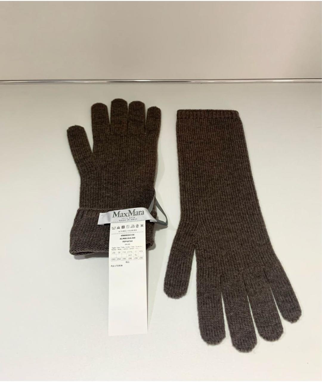 MAX MARA Коричневые кашемировые перчатки, фото 3