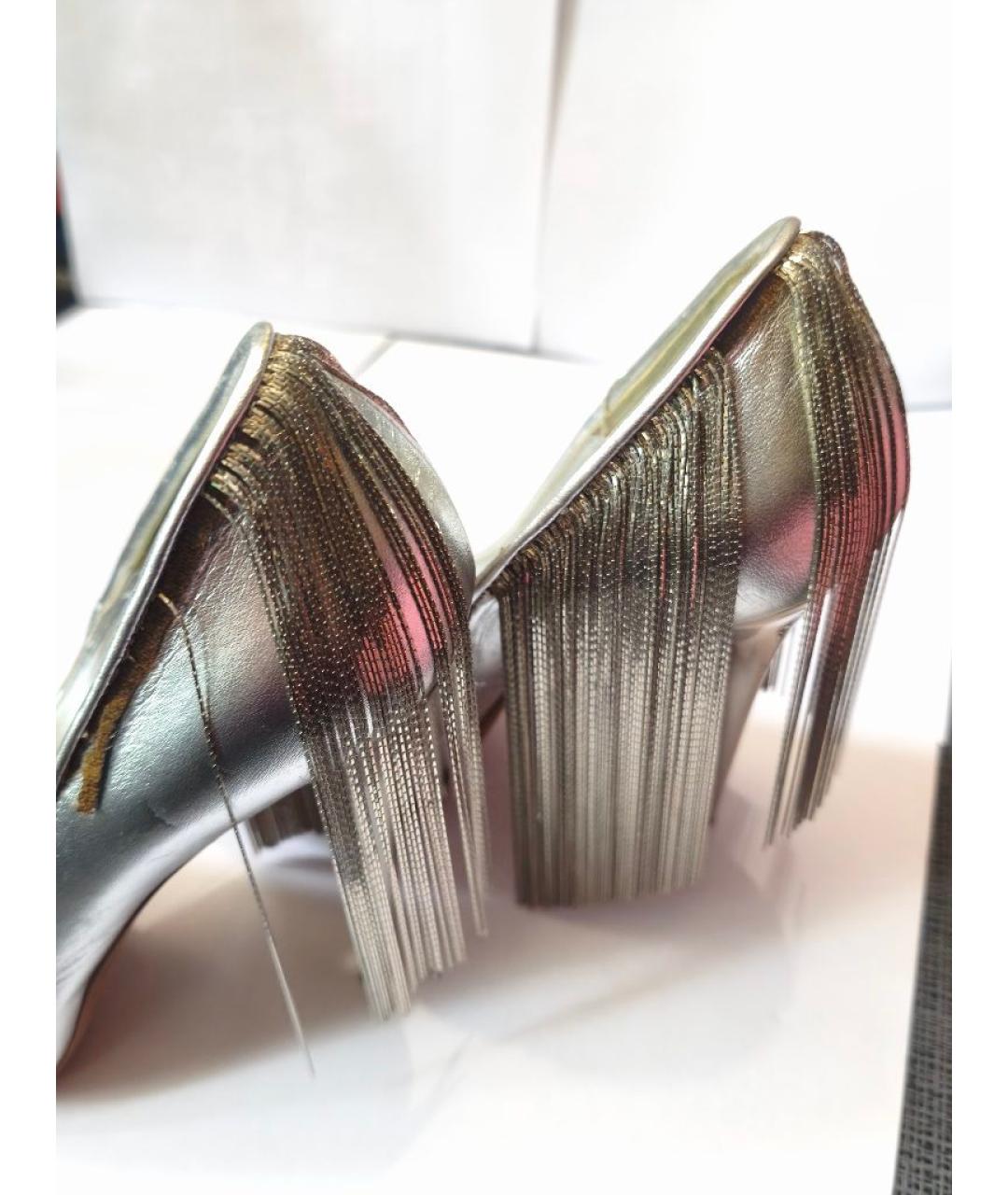 ALEXANDER MCQUEEN Серебряные кожаные туфли, фото 5