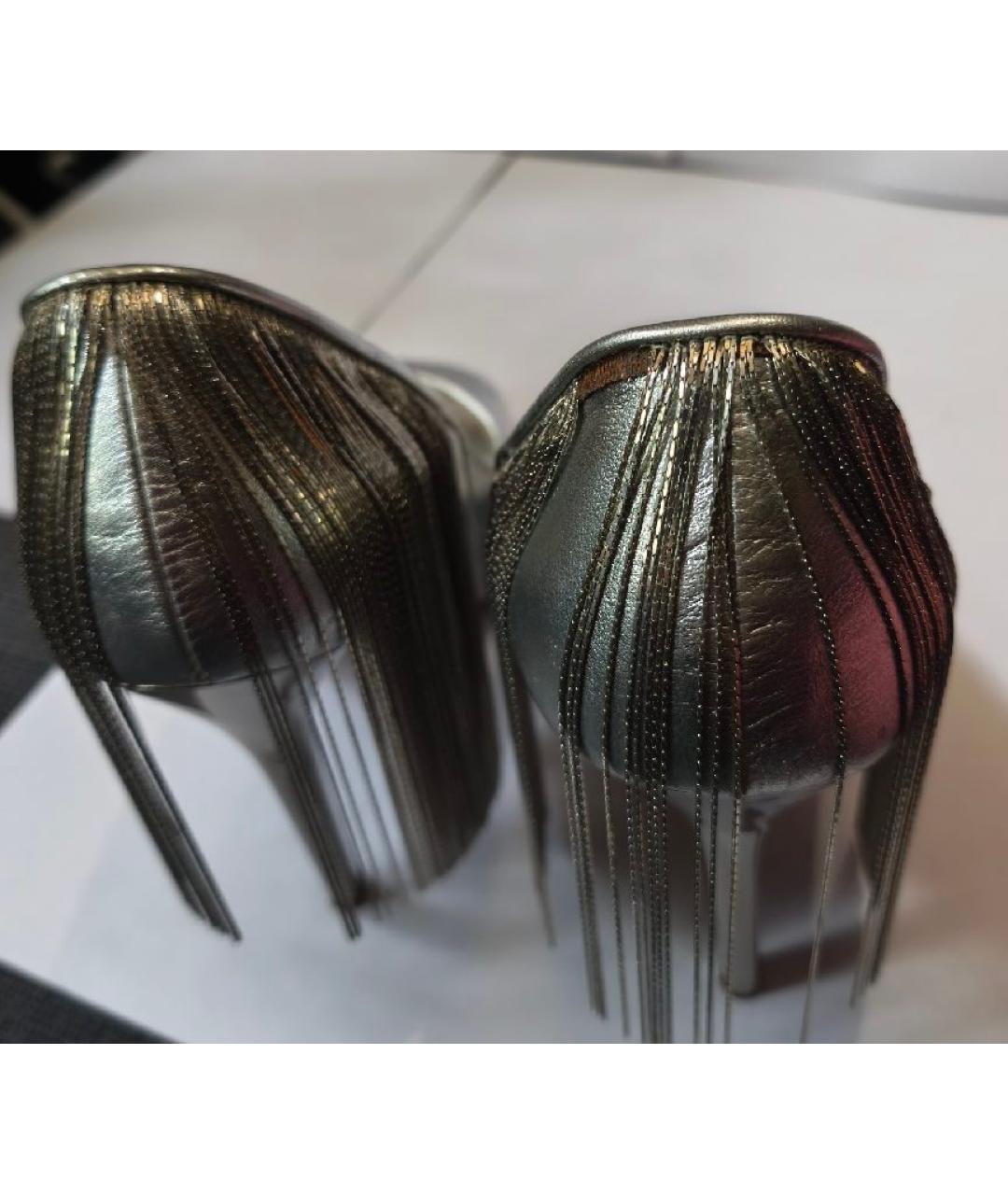ALEXANDER MCQUEEN Серебряные кожаные туфли, фото 4