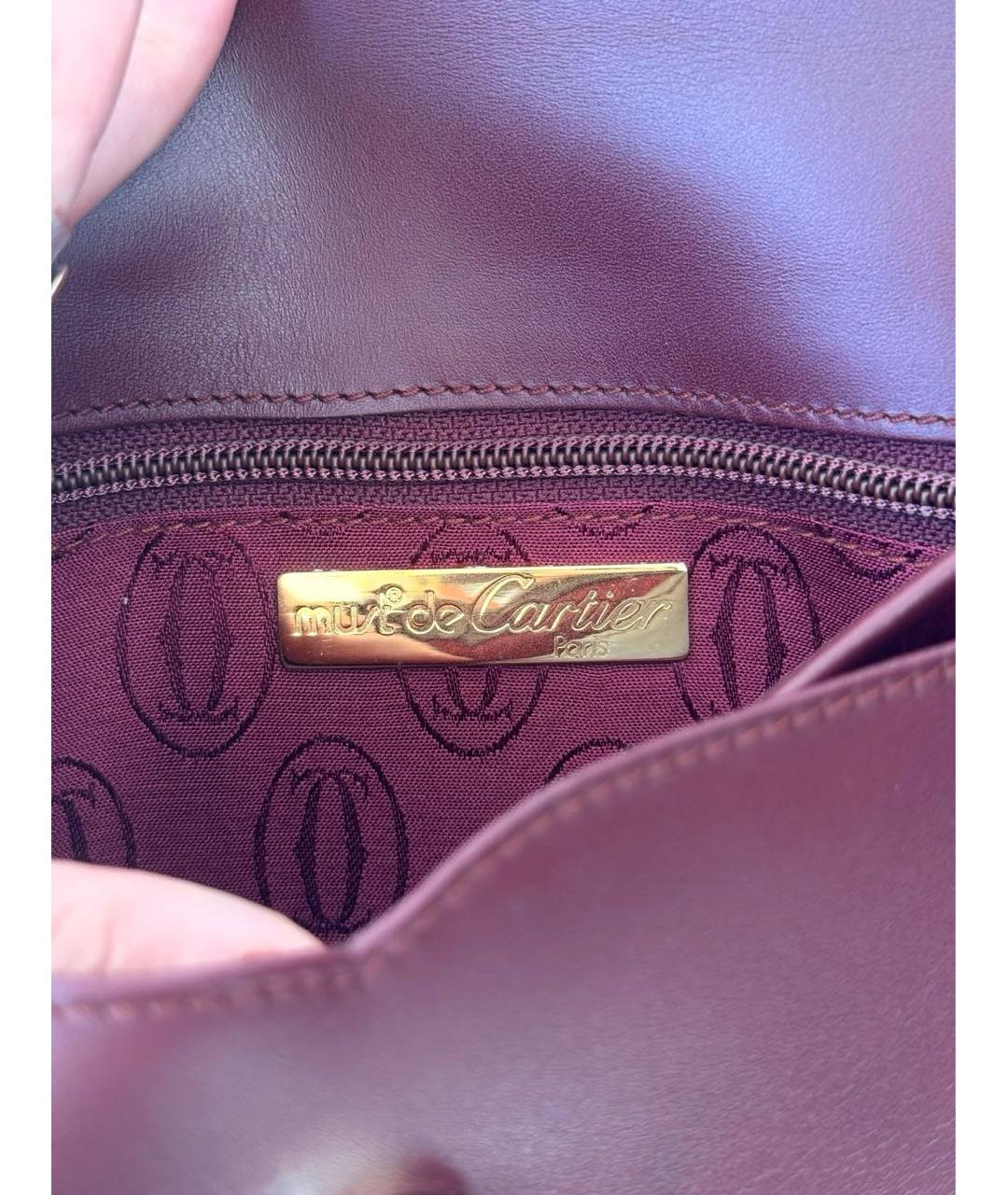 CARTIER Бордовая кожаная сумка через плечо, фото 5
