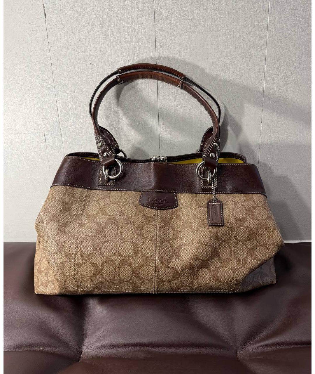 COACH Бежевая сумка тоут из канвы, фото 10
