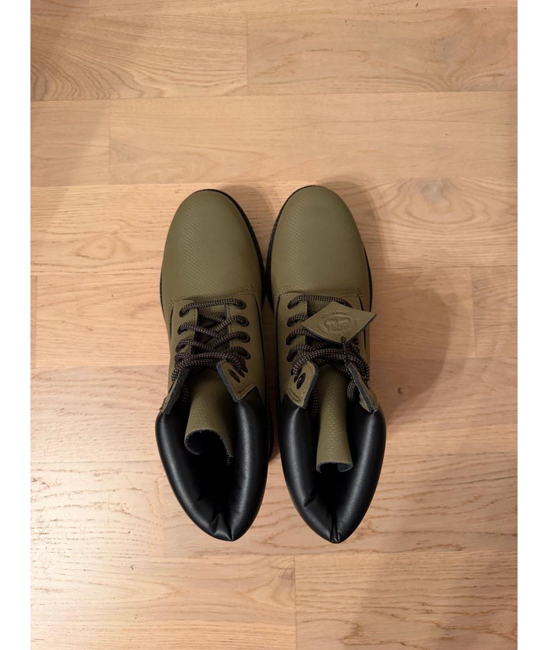 TIMBERLAND Зеленые кожаные высокие ботинки, фото 3