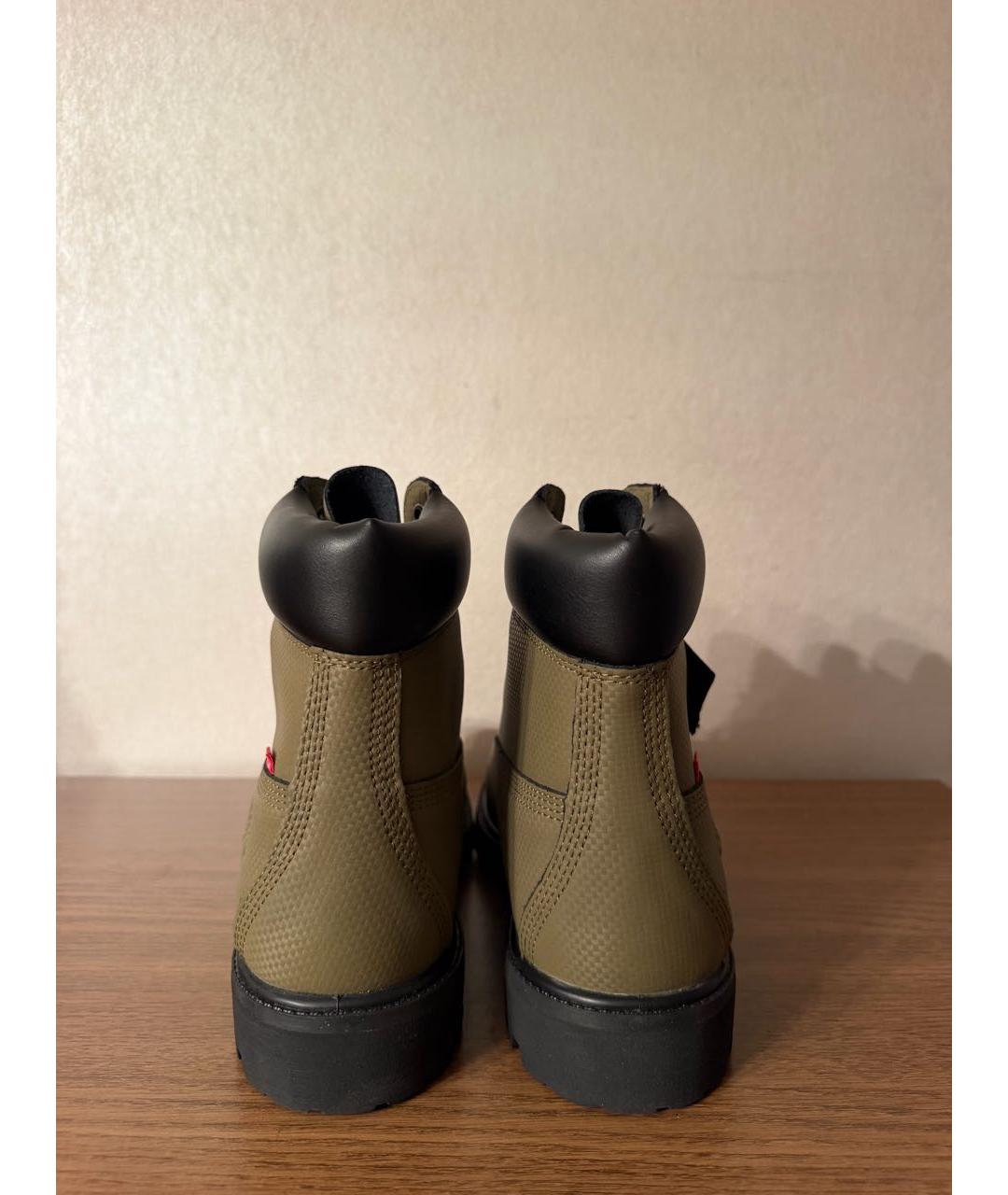 TIMBERLAND Зеленые кожаные высокие ботинки, фото 4
