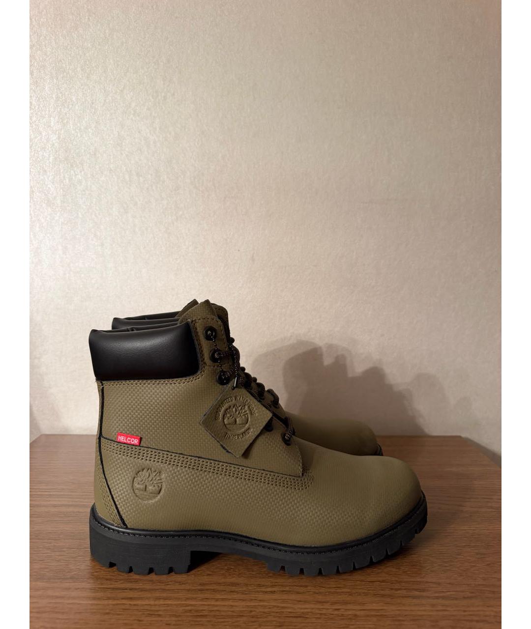 TIMBERLAND Зеленые кожаные высокие ботинки, фото 7