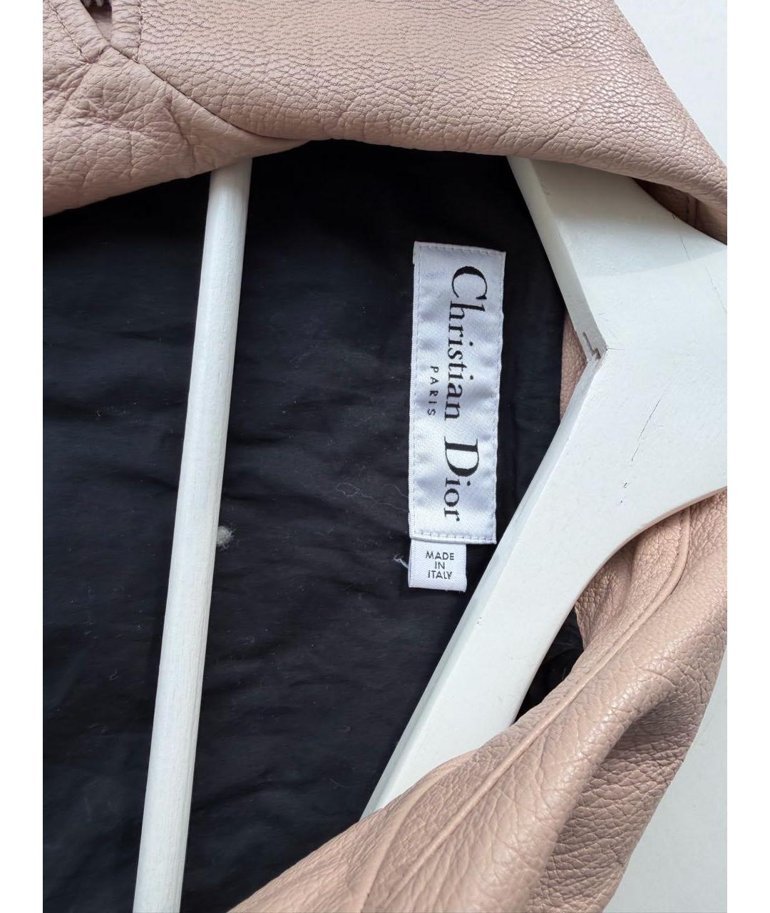 CHRISTIAN DIOR Бежевая кожаная куртка, фото 4