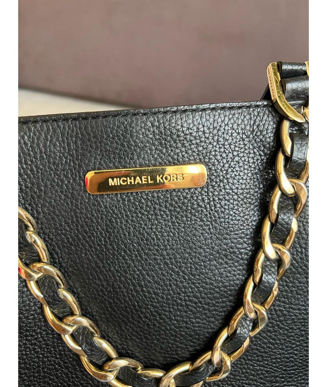 MICHAEL KORS Черная кожаная сумка тоут, фото 4