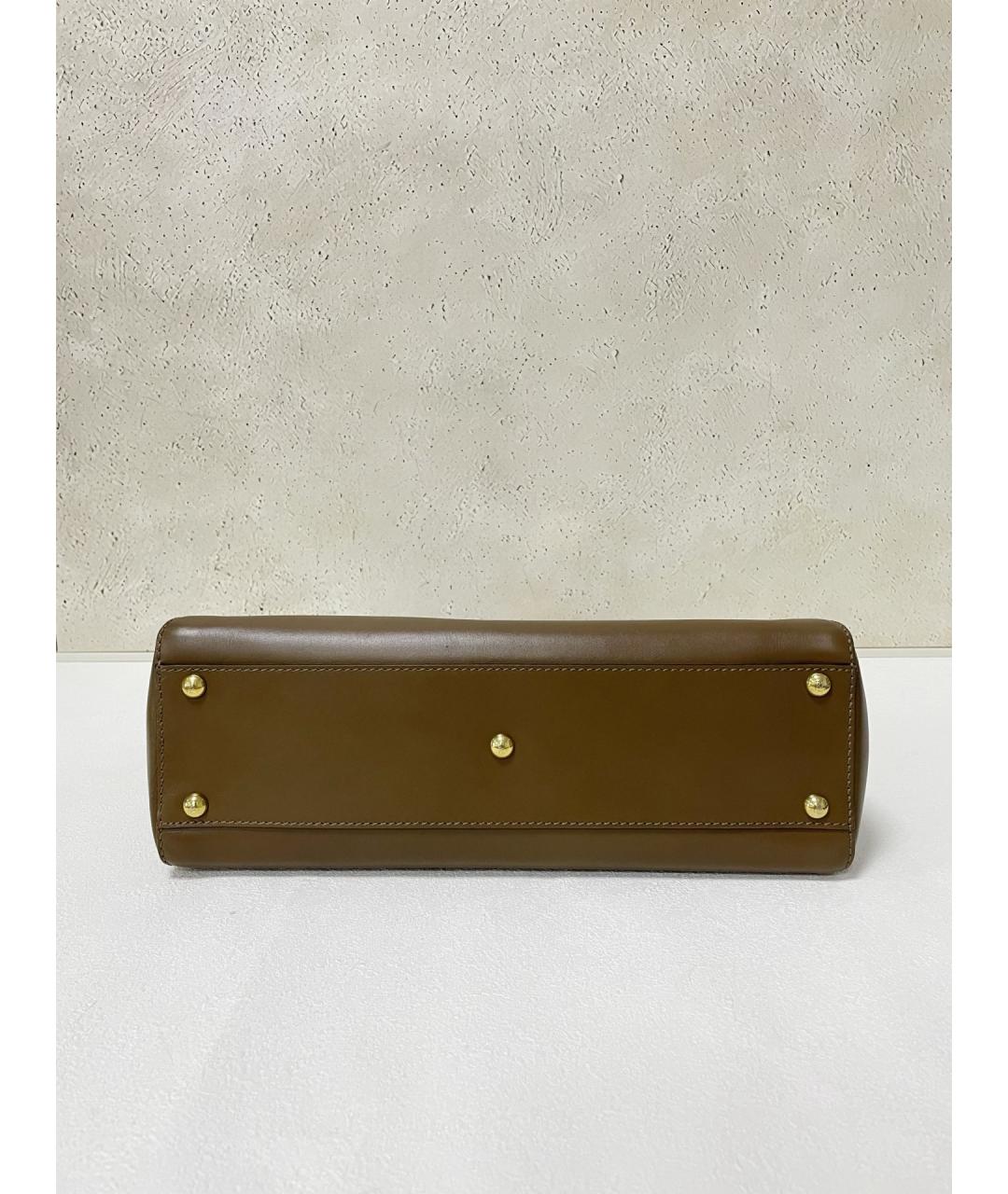 FENDI Коричневая кожаная сумка тоут, фото 5