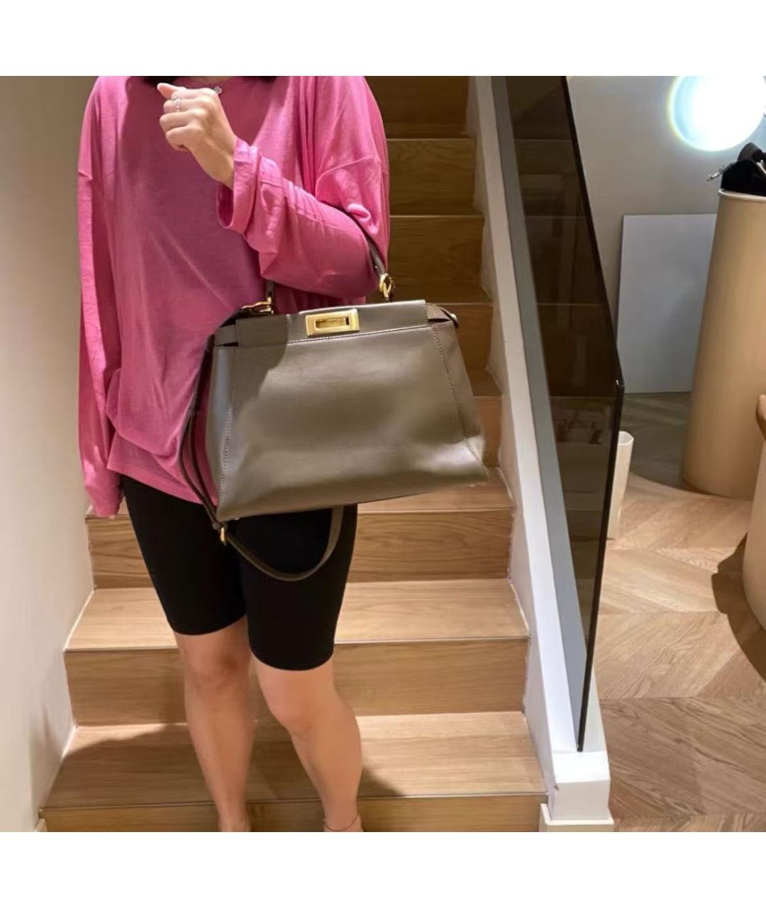 FENDI Коричневая кожаная сумка тоут, фото 6