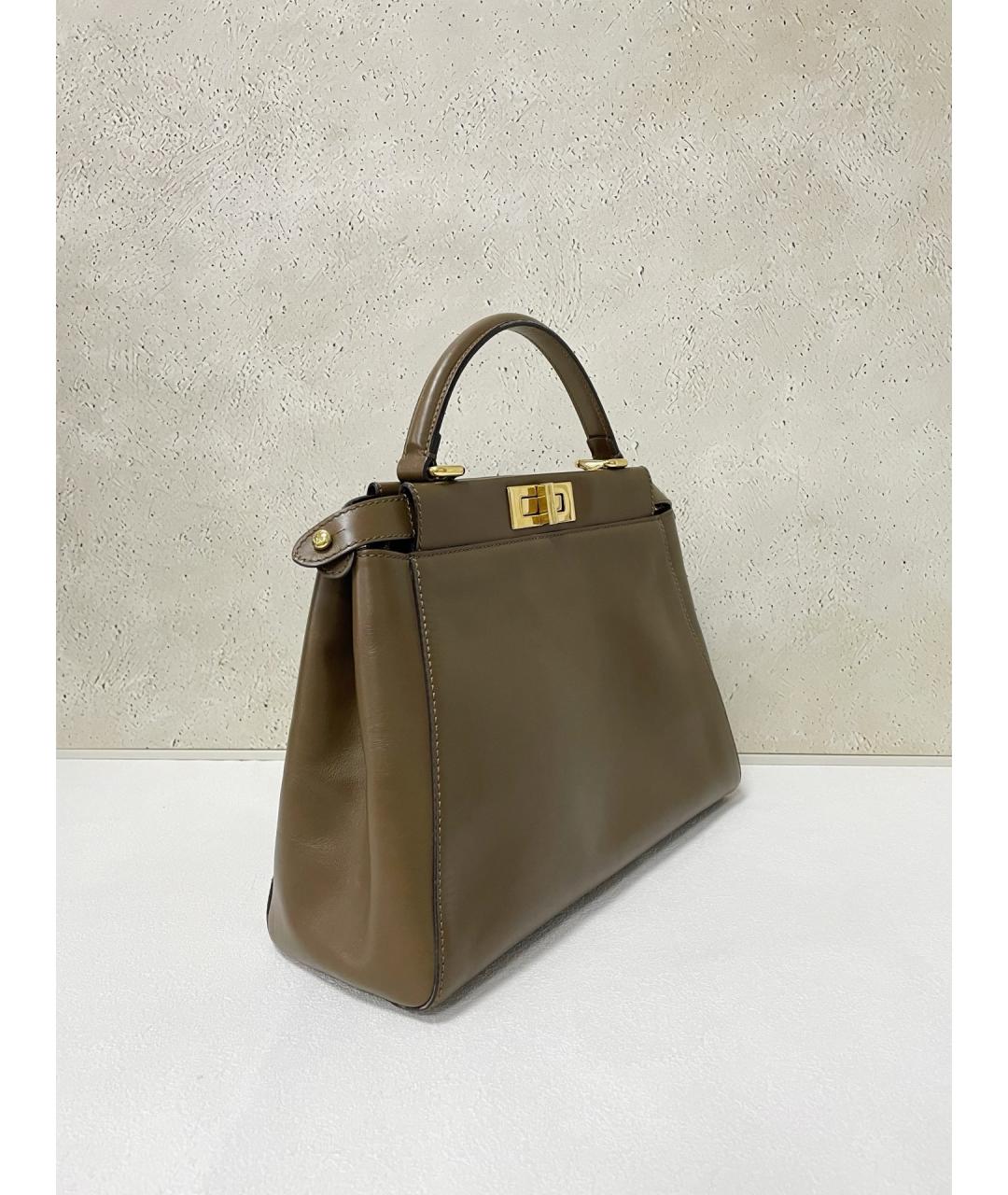 FENDI Коричневая кожаная сумка тоут, фото 3