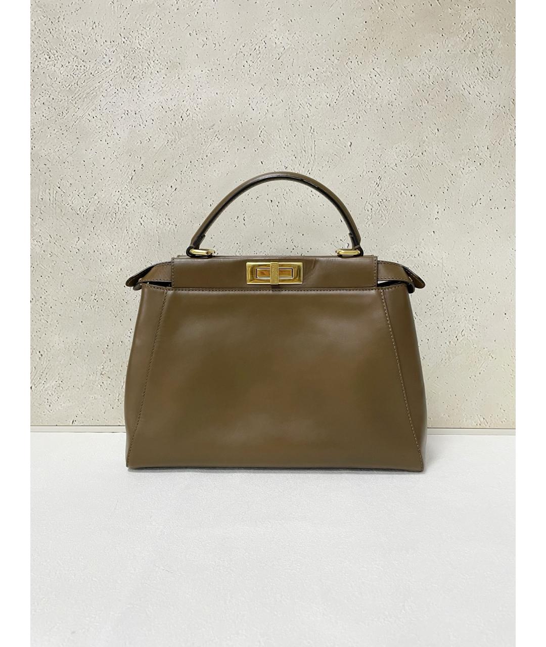 FENDI Коричневая кожаная сумка тоут, фото 2