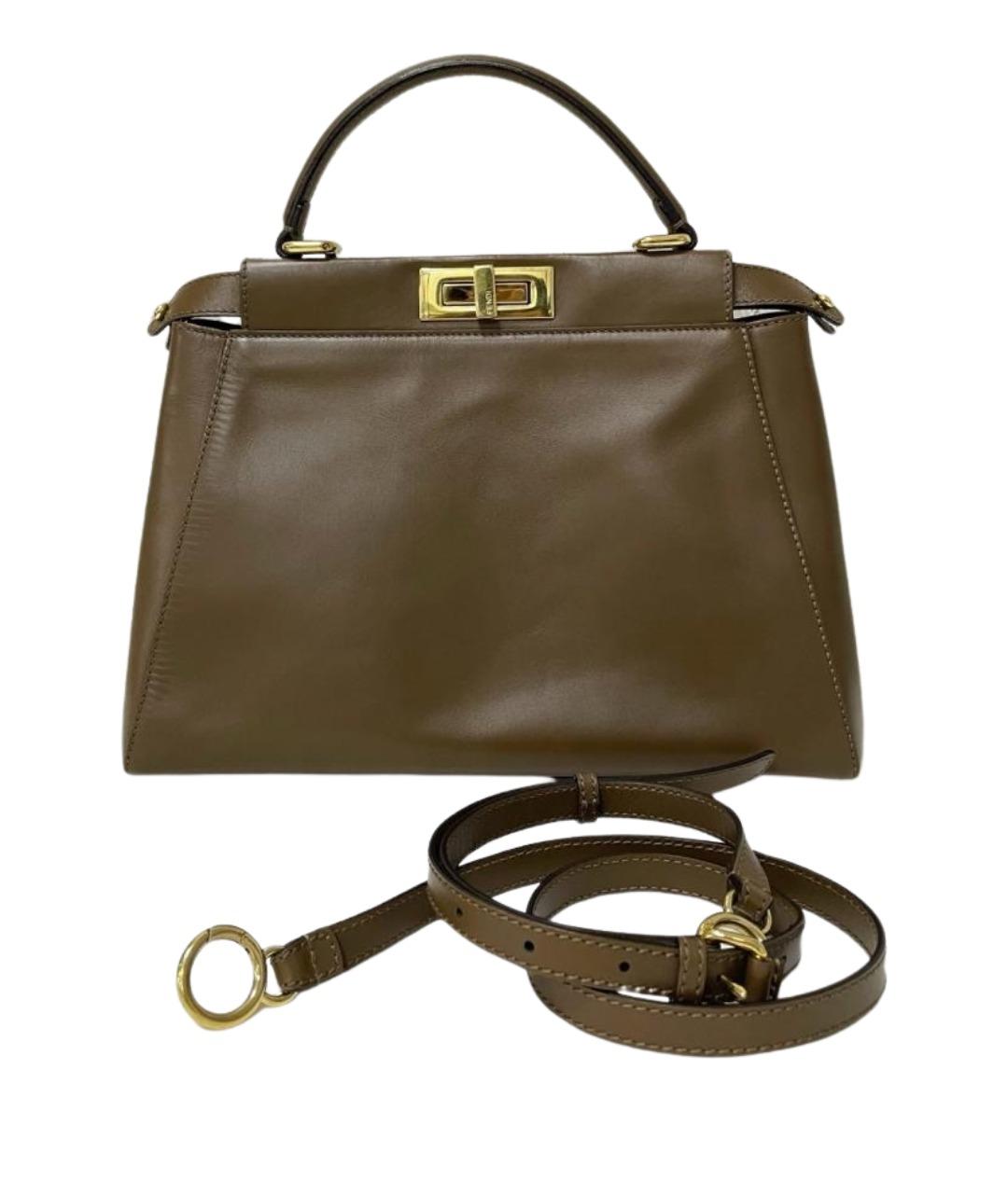 FENDI Коричневая кожаная сумка тоут, фото 1