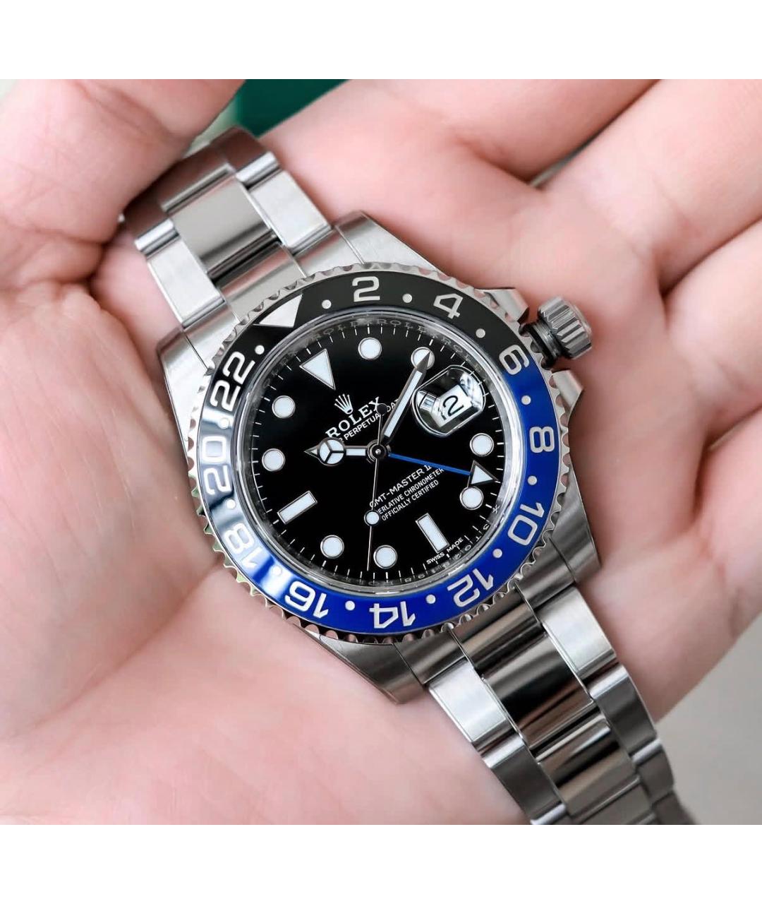 ROLEX Черные металлические часы, фото 3