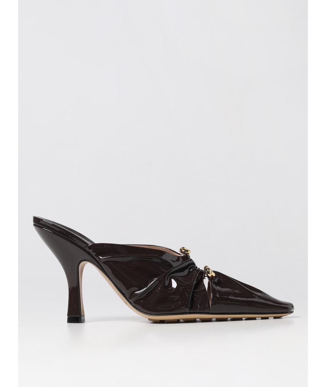 BOTTEGA VENETA Коричневые мюли из лакированной кожи, фото 10