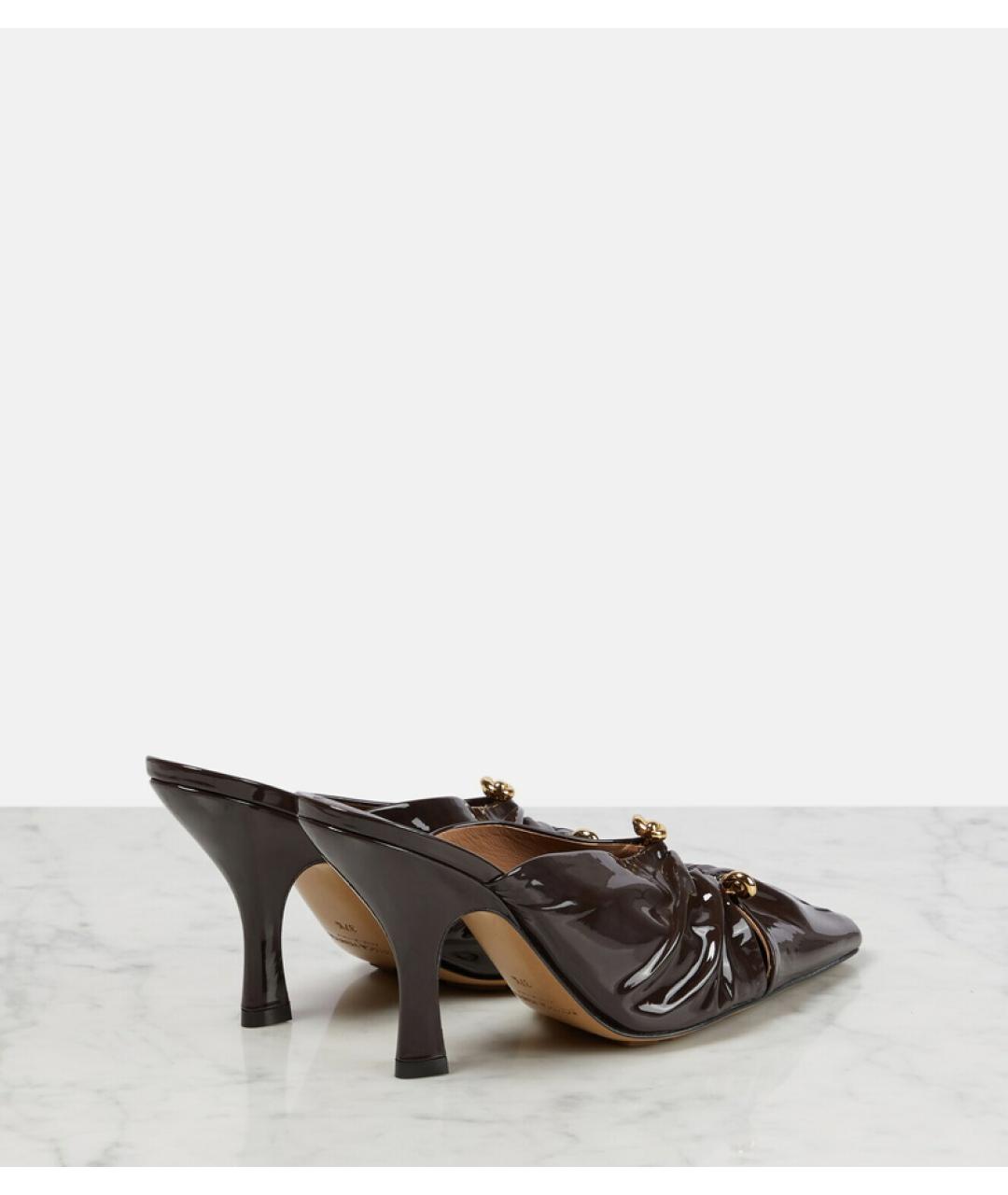 BOTTEGA VENETA Коричневые мюли из лакированной кожи, фото 6