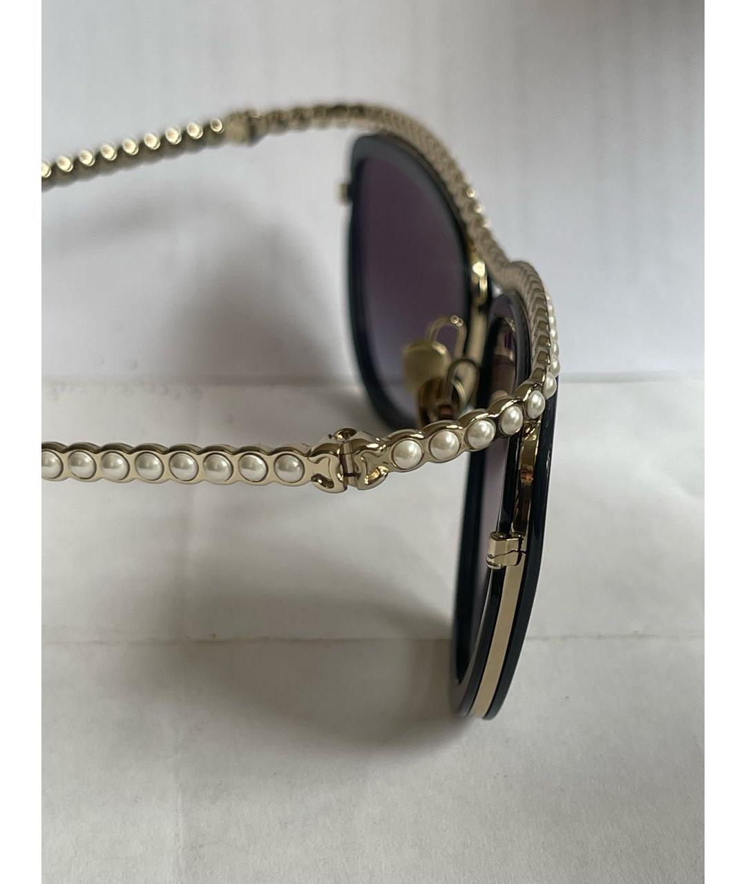 CHANEL Черные металлические солнцезащитные очки, фото 3