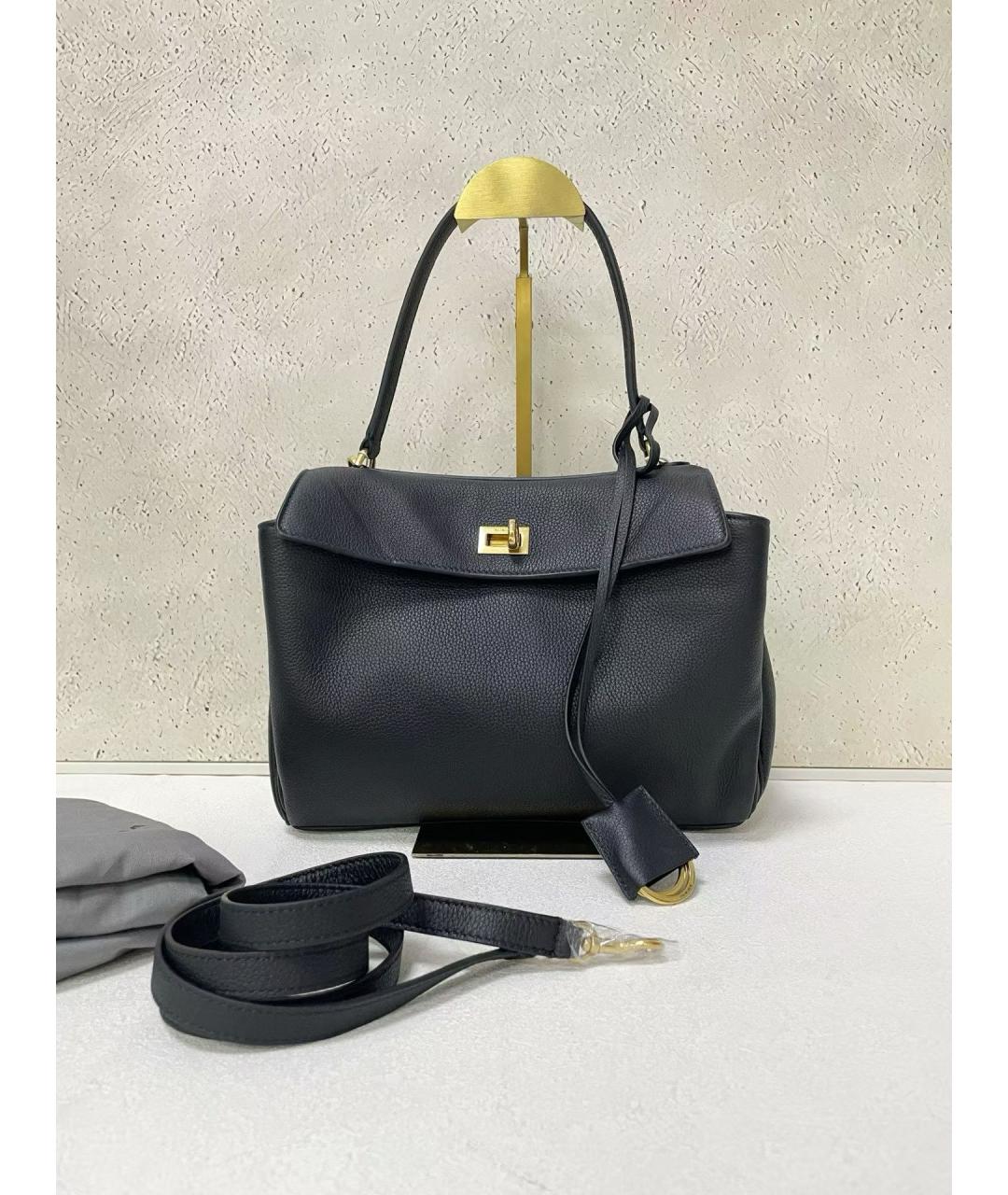 BALENCIAGA Черная кожаная сумка тоут, фото 7