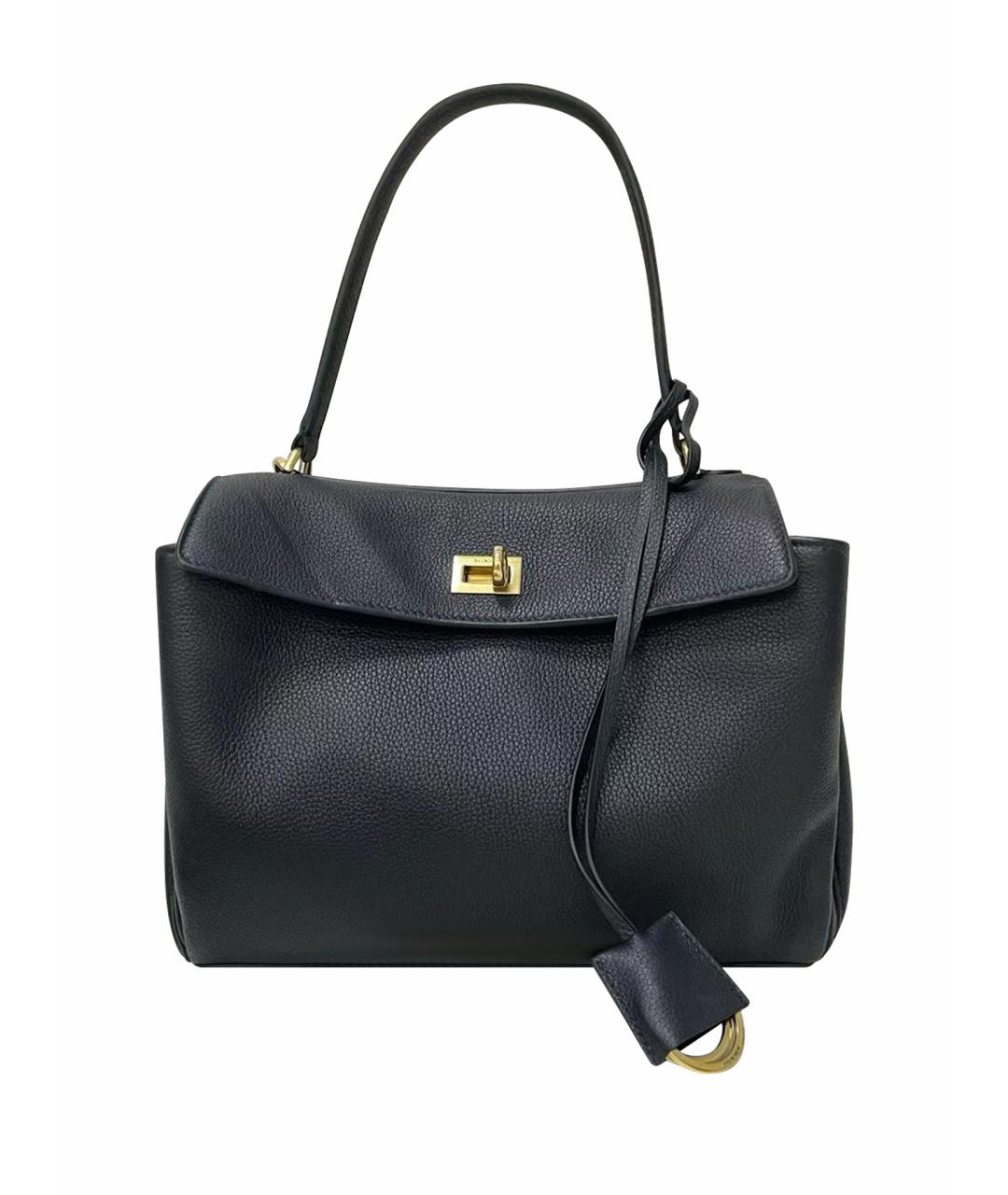 BALENCIAGA Черная кожаная сумка тоут, фото 1