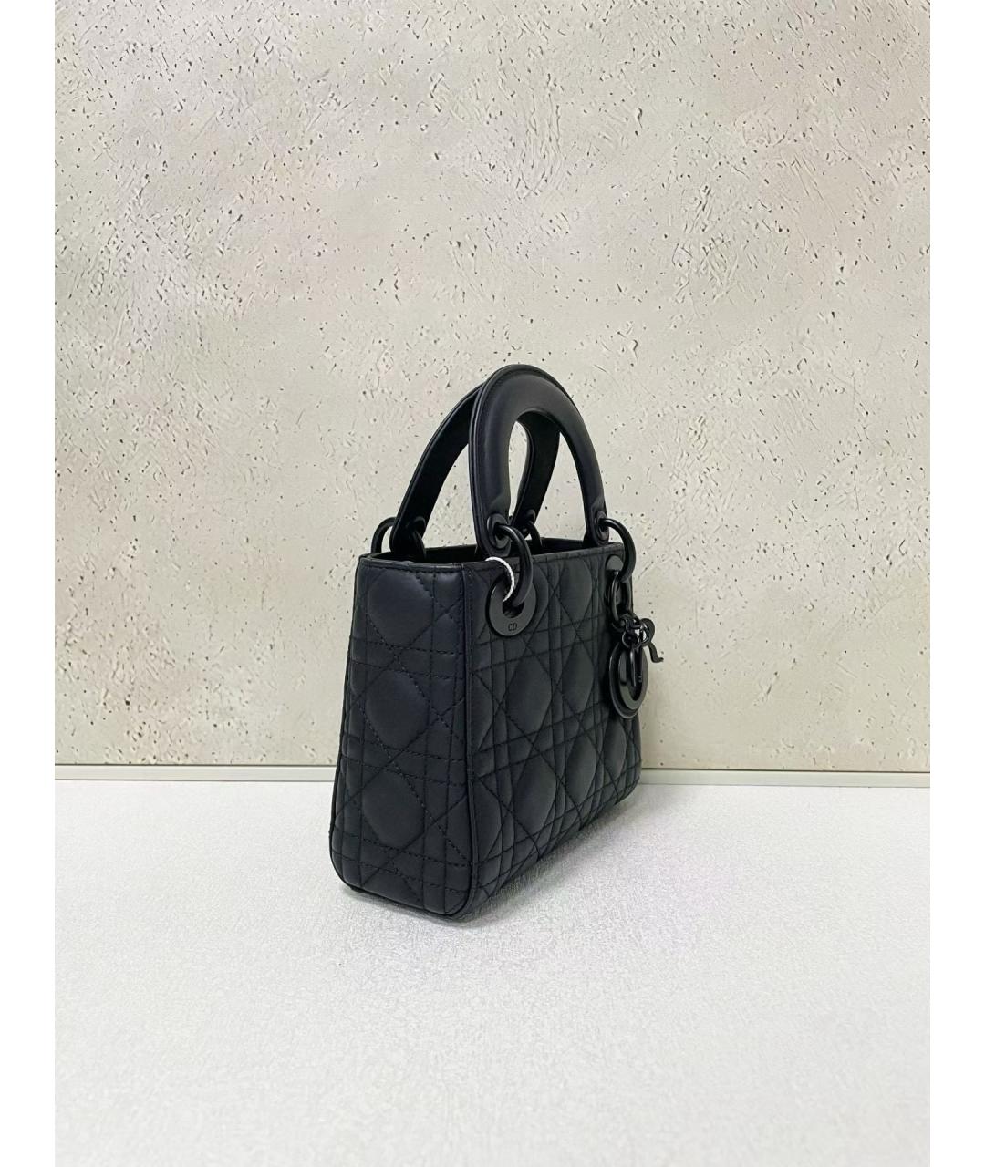 CHRISTIAN DIOR Черная кожаная сумка с короткими ручками, фото 3