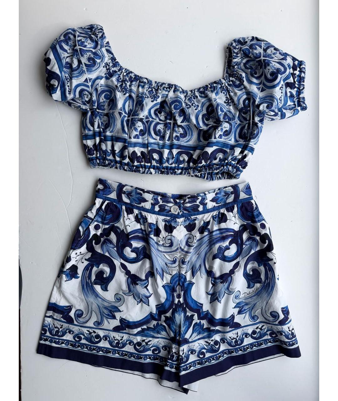 DOLCE&GABBANA Синий хлопковый костюм с юбками, фото 5