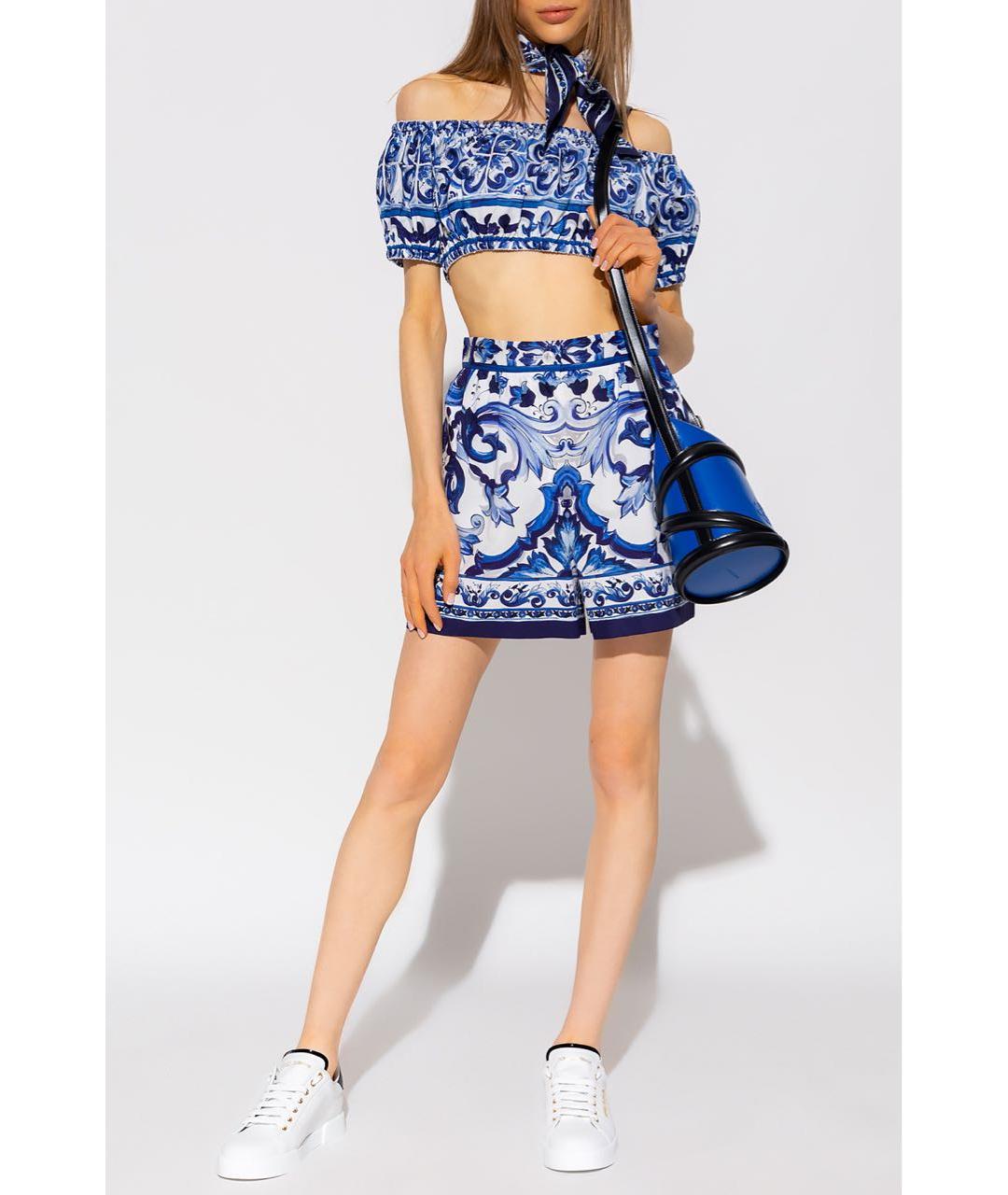 DOLCE&GABBANA Синий хлопковый костюм с юбками, фото 4